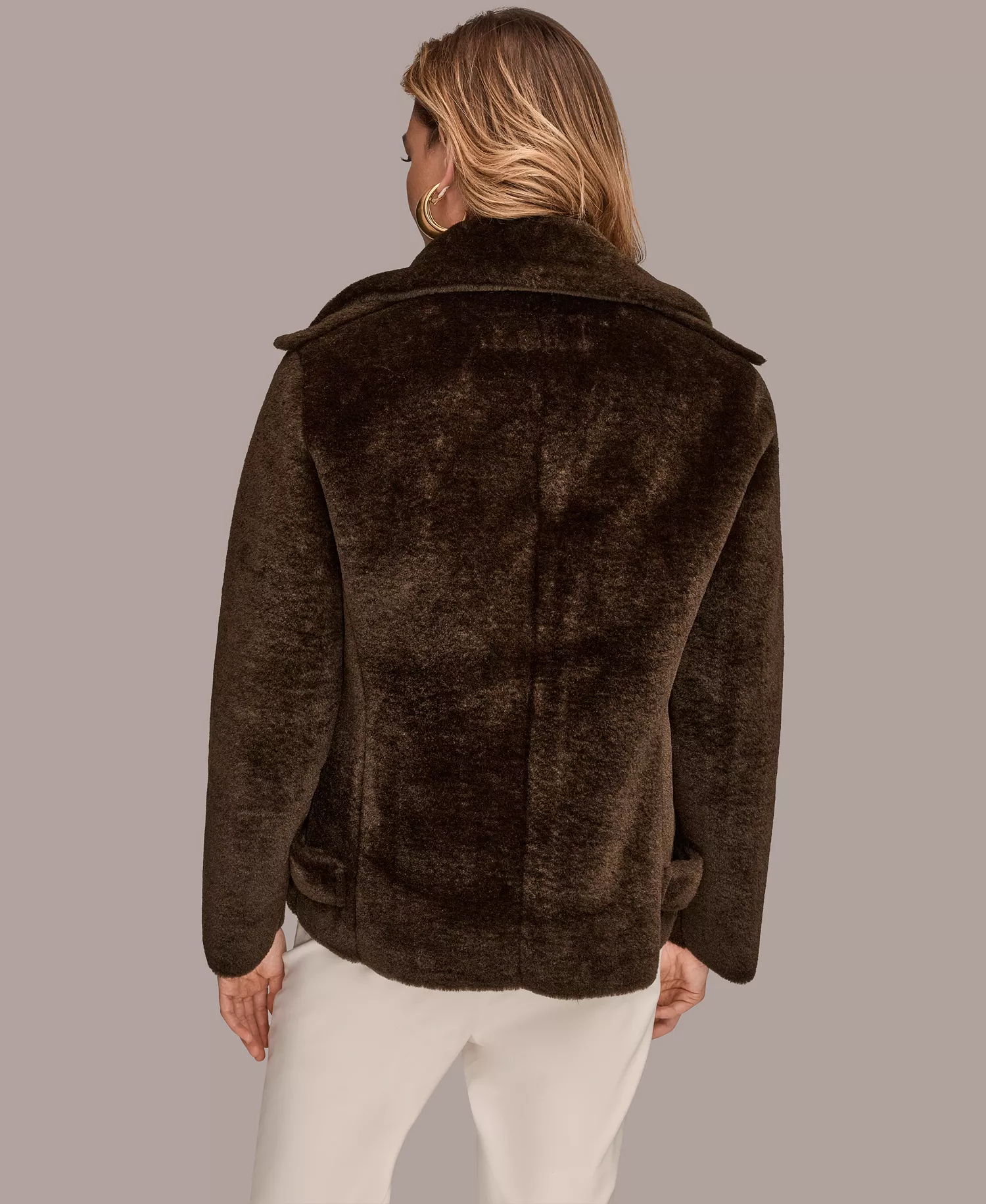 Women's Double-Breasted Coat - Chocolate - L