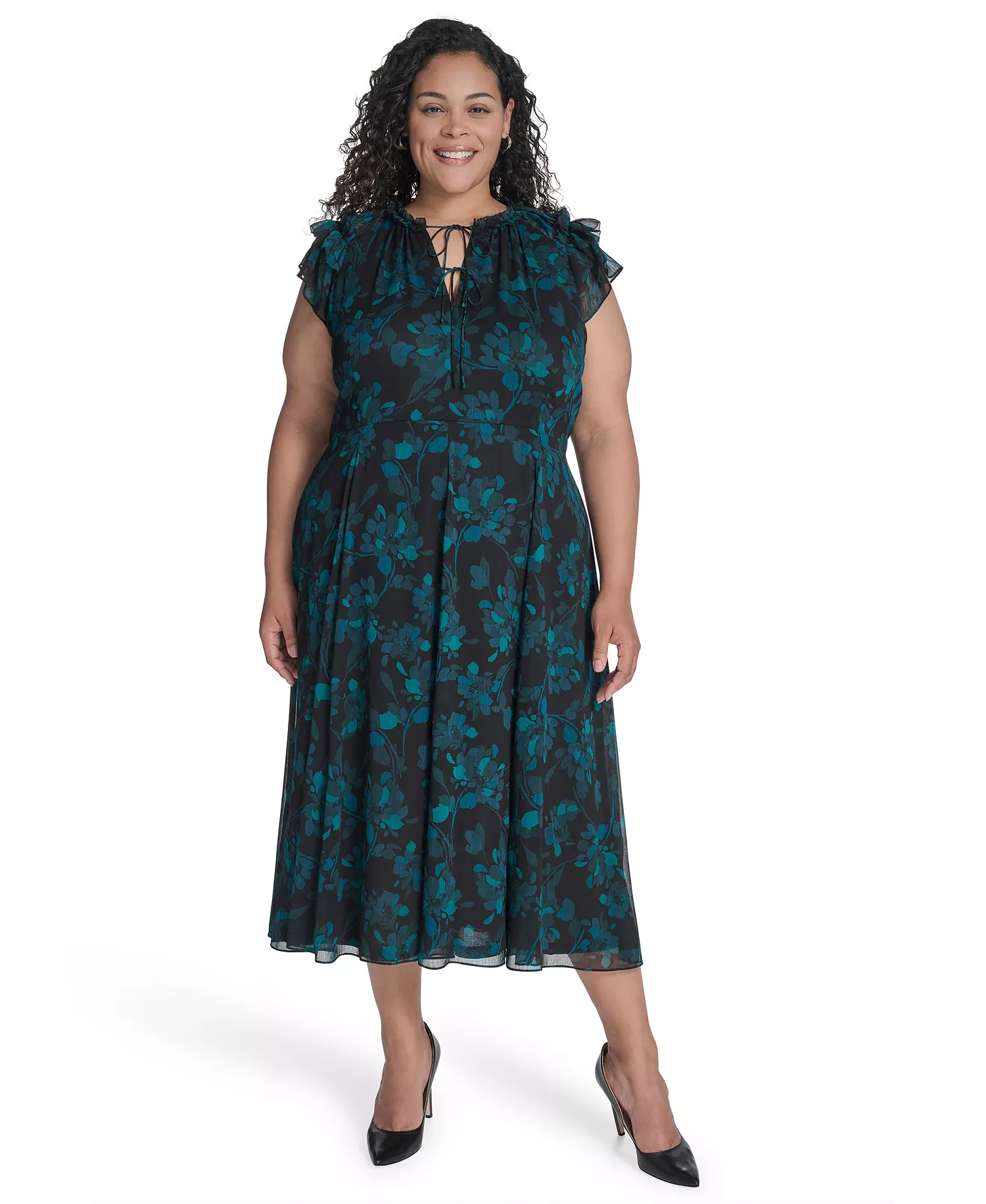 Plus Size Long Sleeve Midi Dress - Cypress Multi - 16W