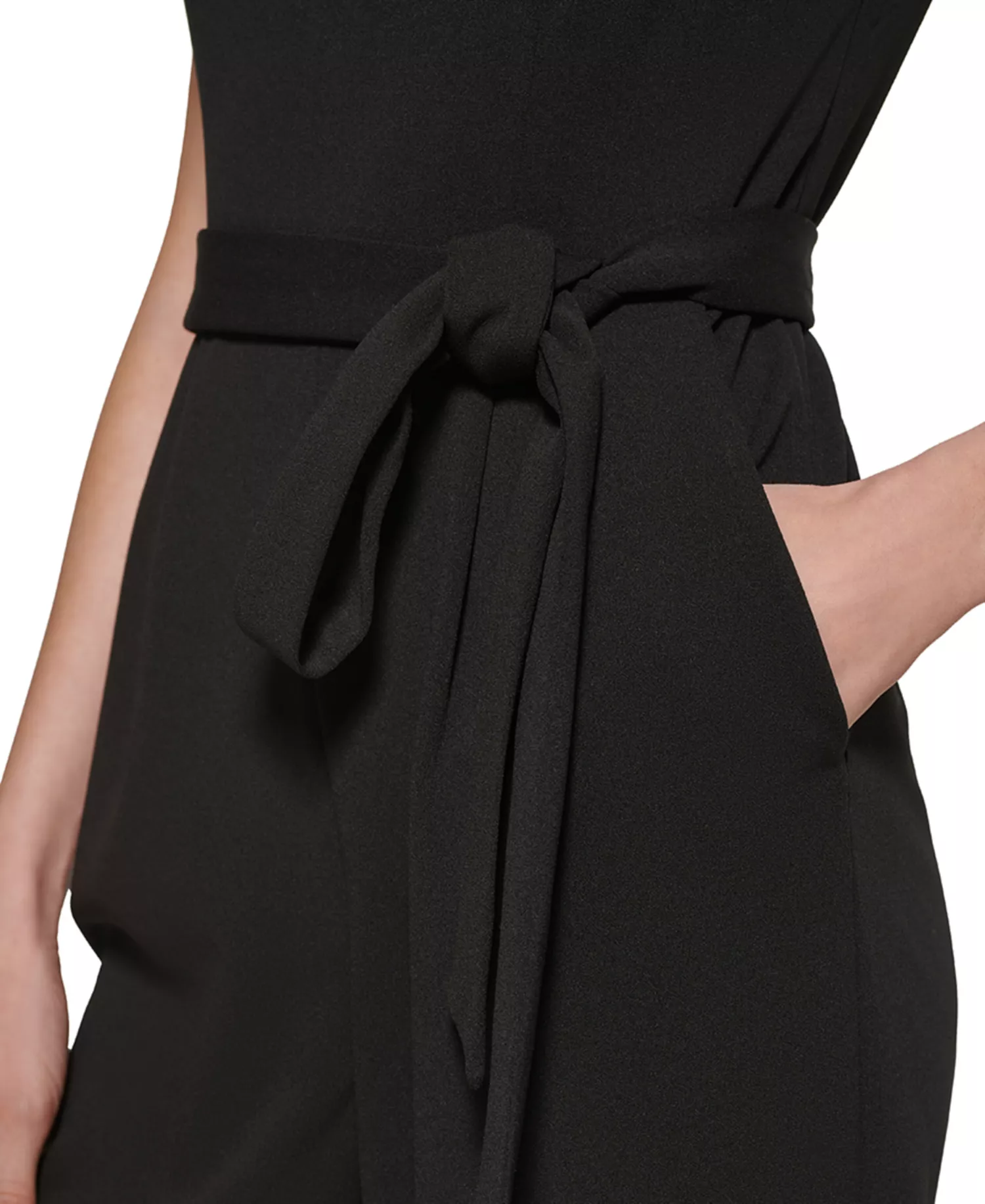 Women's Tie-Waist Tulip-Sleeve Jumpsuit - Black - 10