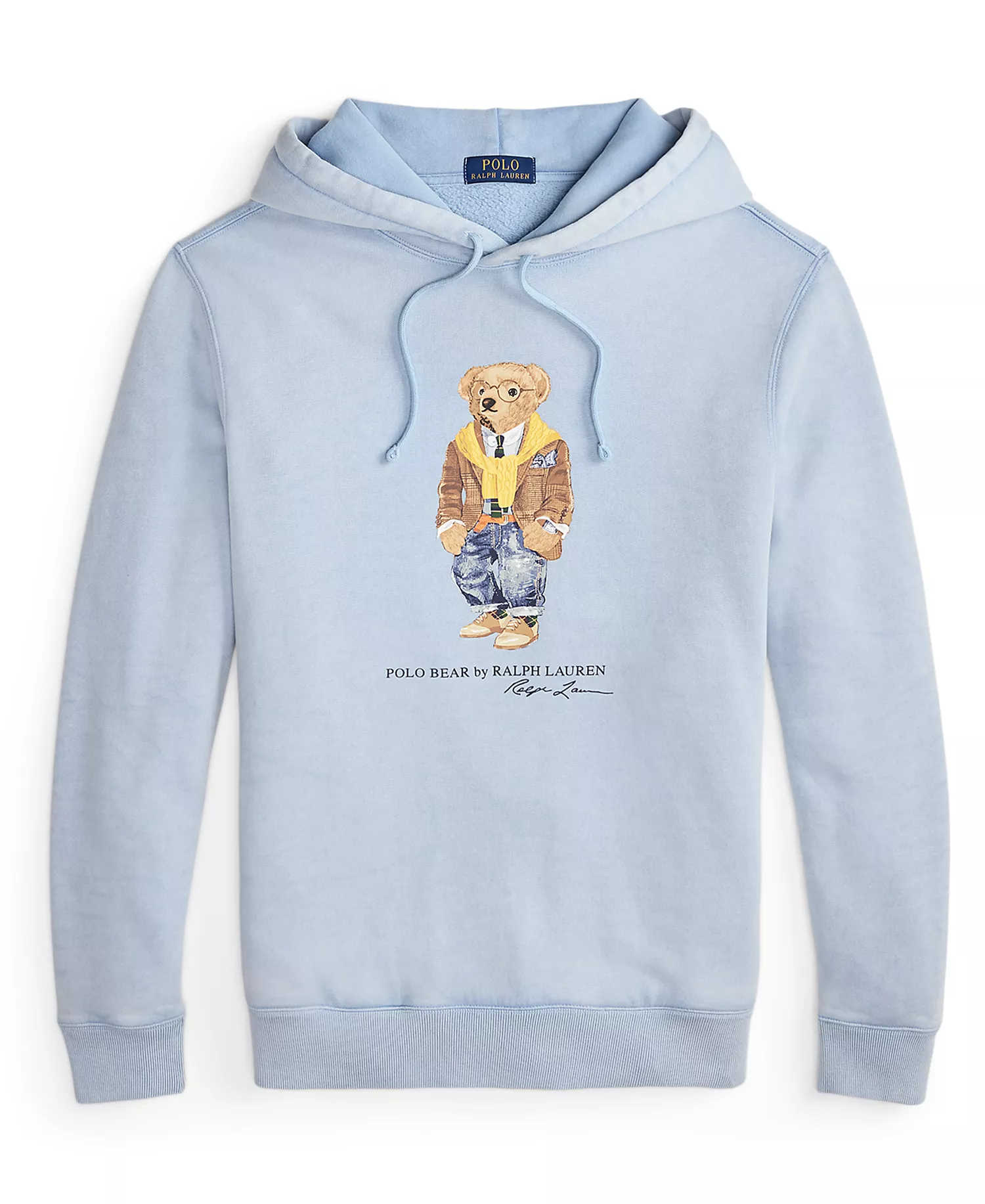 Men's Polo Bear Garment-Dyed Fleece Hoodie Sweatshirt - Southport Blue - 2XL