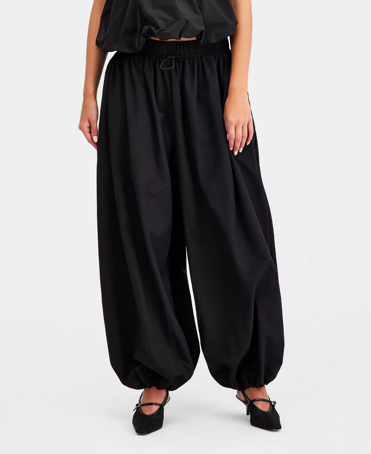 Women's Nylon Balloon Pants, Macy's Exclusive - Black - L
