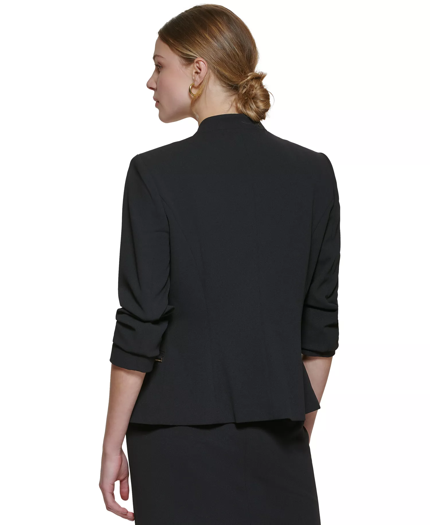 Women's Asymmetrical Open-Front Blazer - Black - 0