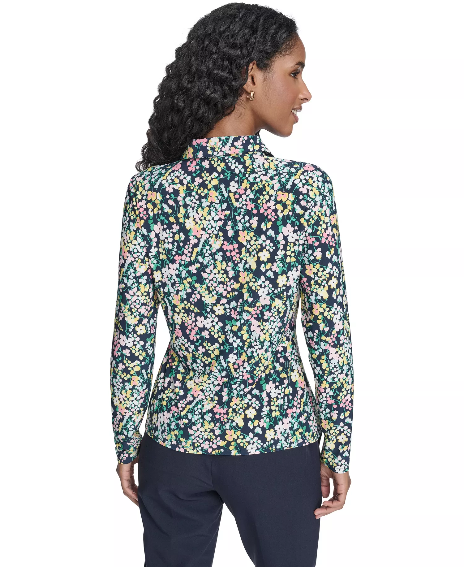 Women's Floral Long-Sleeve Shirt - Midnight Multi - L