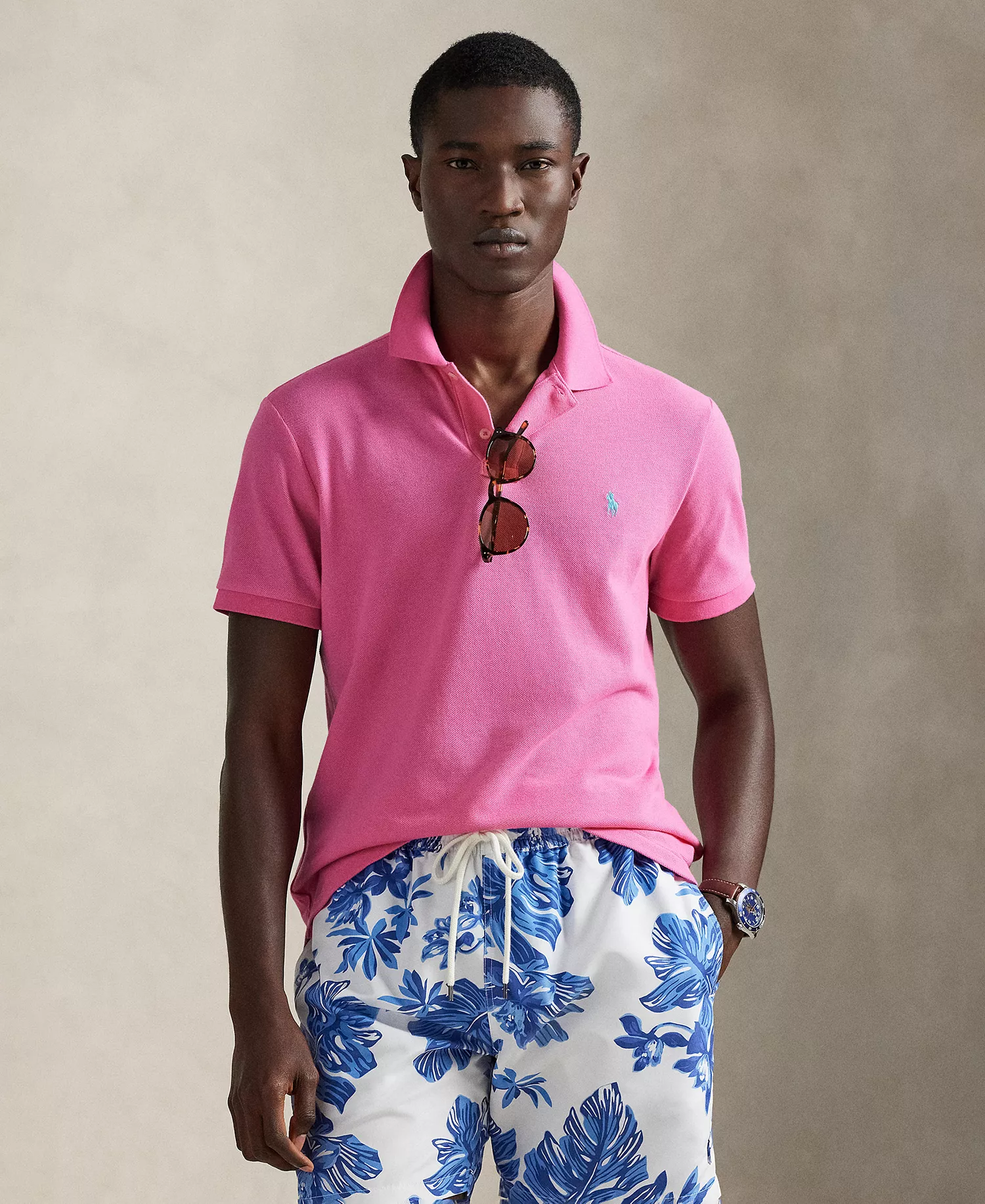 Men's Custom Slim-Fit  Mesh Polo Shirt - Baja Pink - 2XL