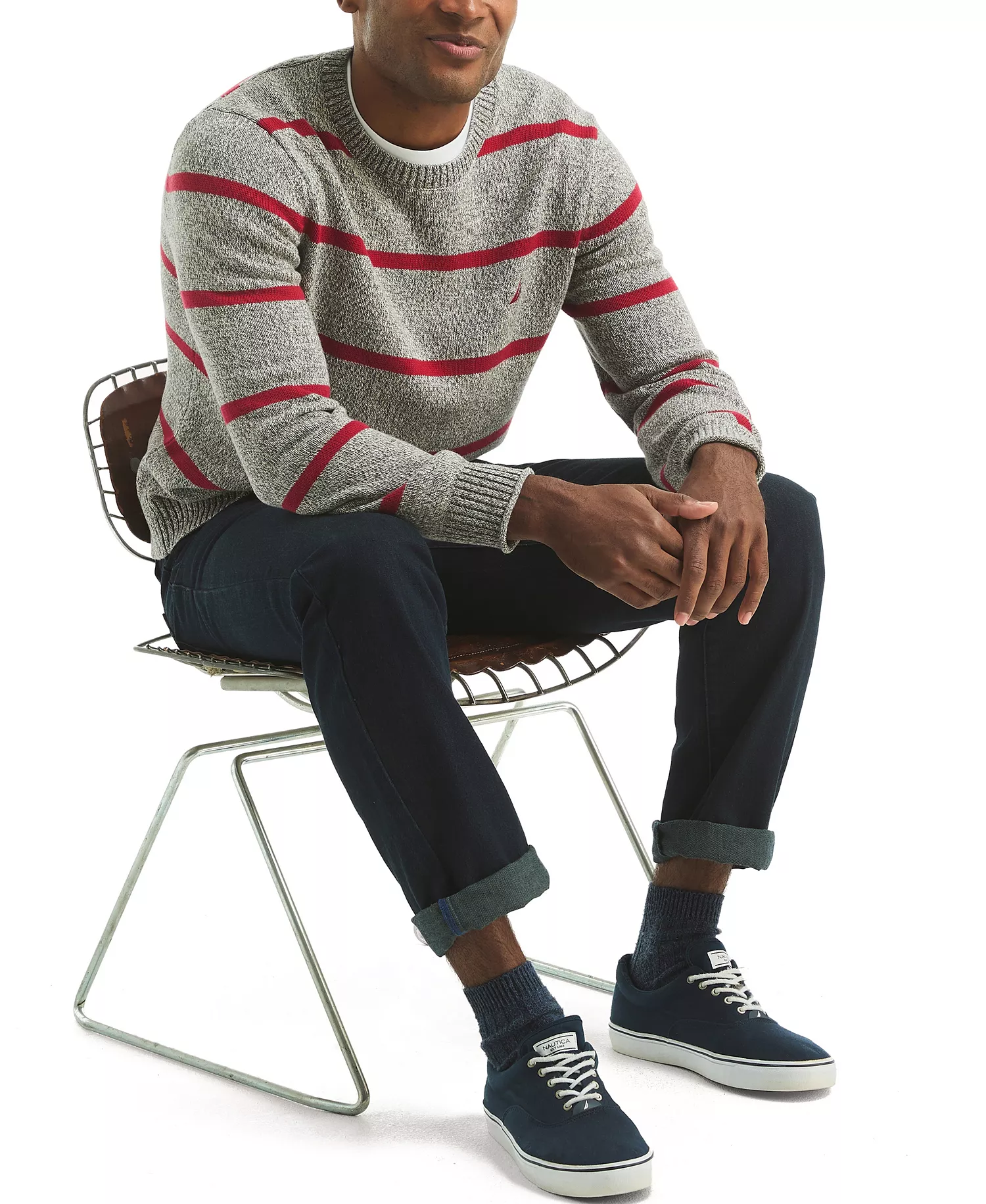 Men's Striped Crewneck Sweater - Carbon - 2XL