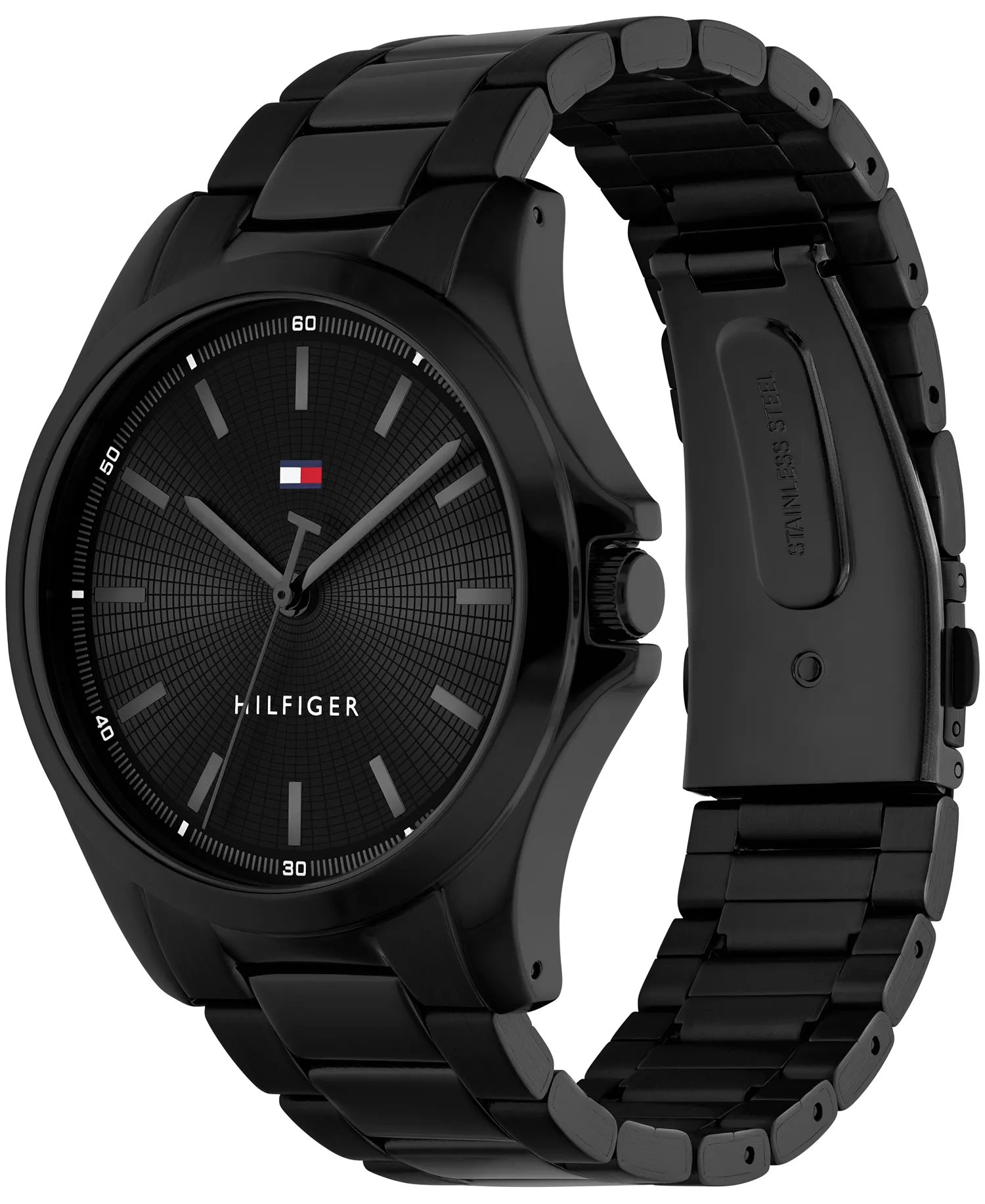 Men's Quartz Ionic Plated Black Stainless Steel Bracelet Watch 42mm - Black - One Size Fits All