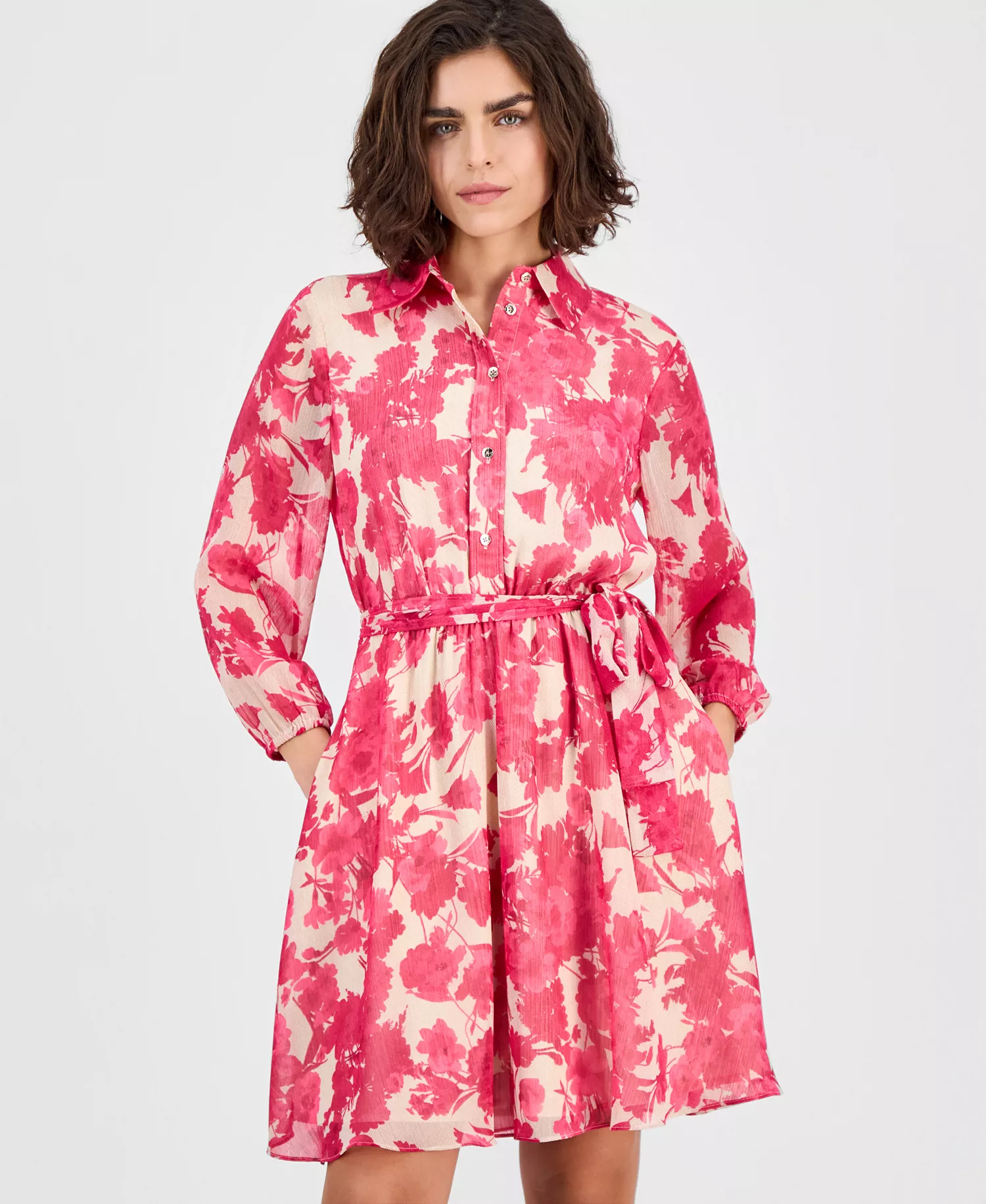 Nautical Jeans Women's Festival Floral Shirtdress - Aster Pink Multi - L