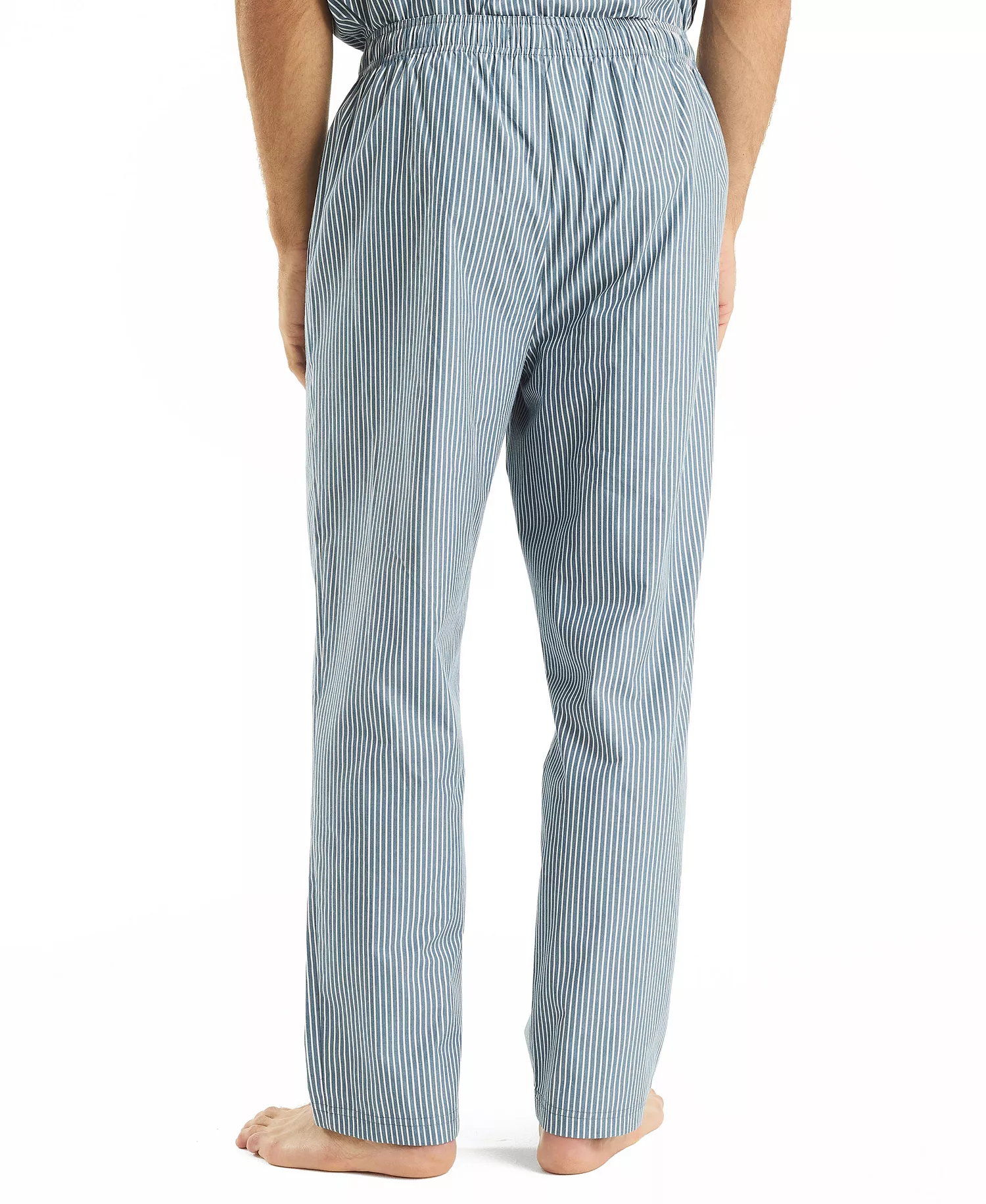 Men's Striped Poplin Pajama Pants - Ensign Blue - L