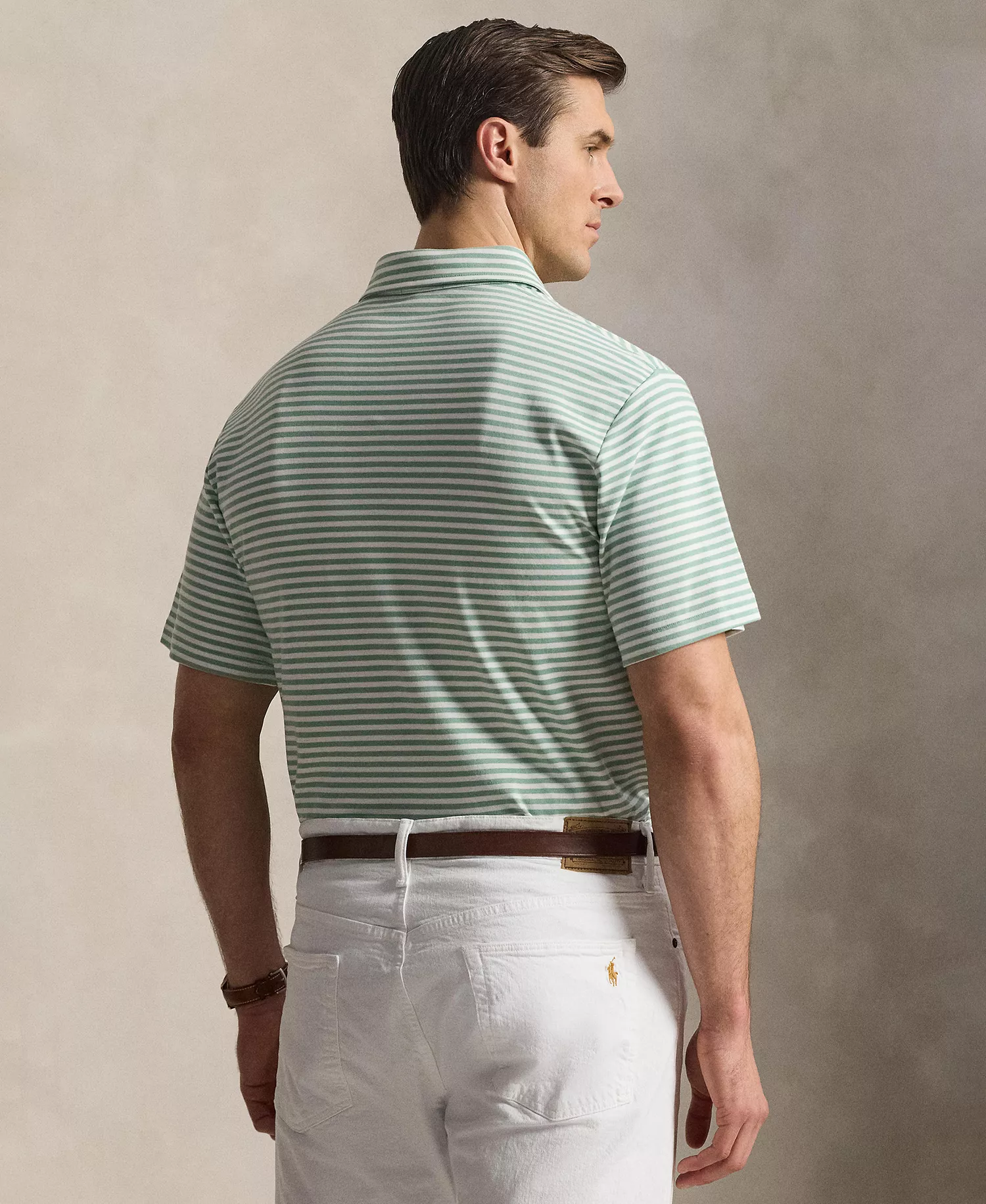 Men's Big & Tall Striped Polo Shirt - Faded Mint/White - 2LT