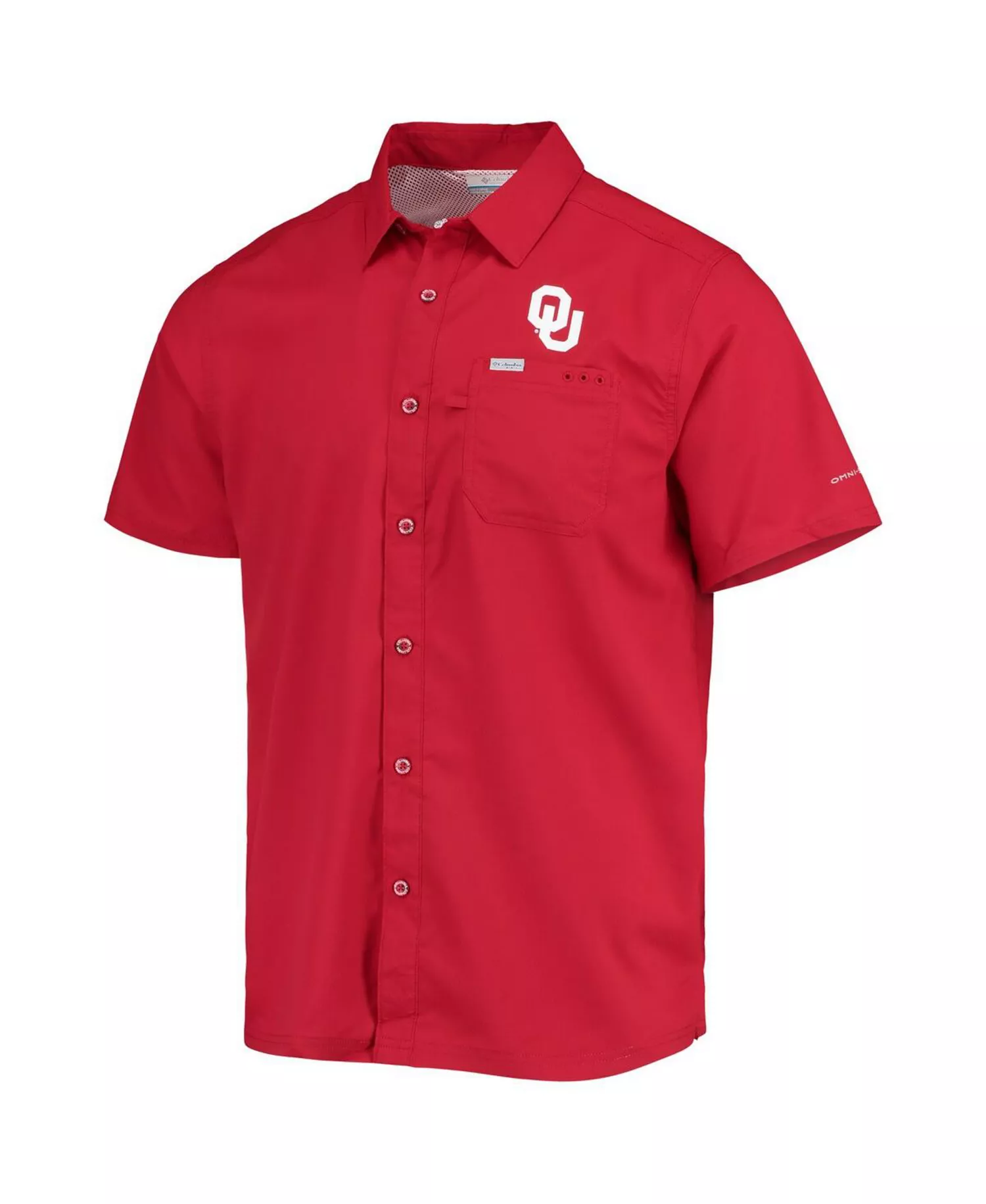 Men's PFG Crimson Oklahoma Sooners Slack Tide Camp Button-Up Shirt - Crimson - L