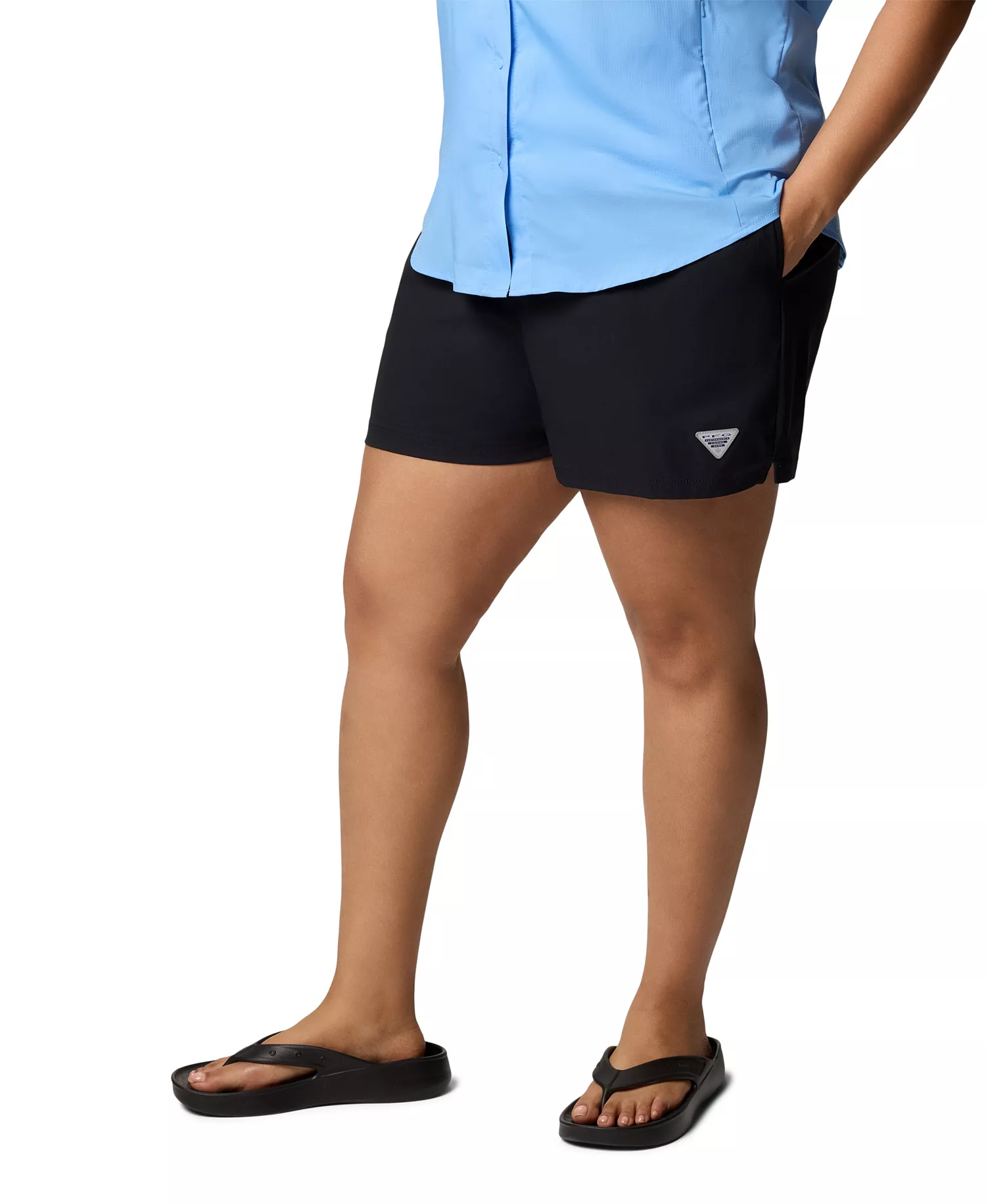 Plus Size Rugged Water Comfort Stretch Shorts - Black - 1X
