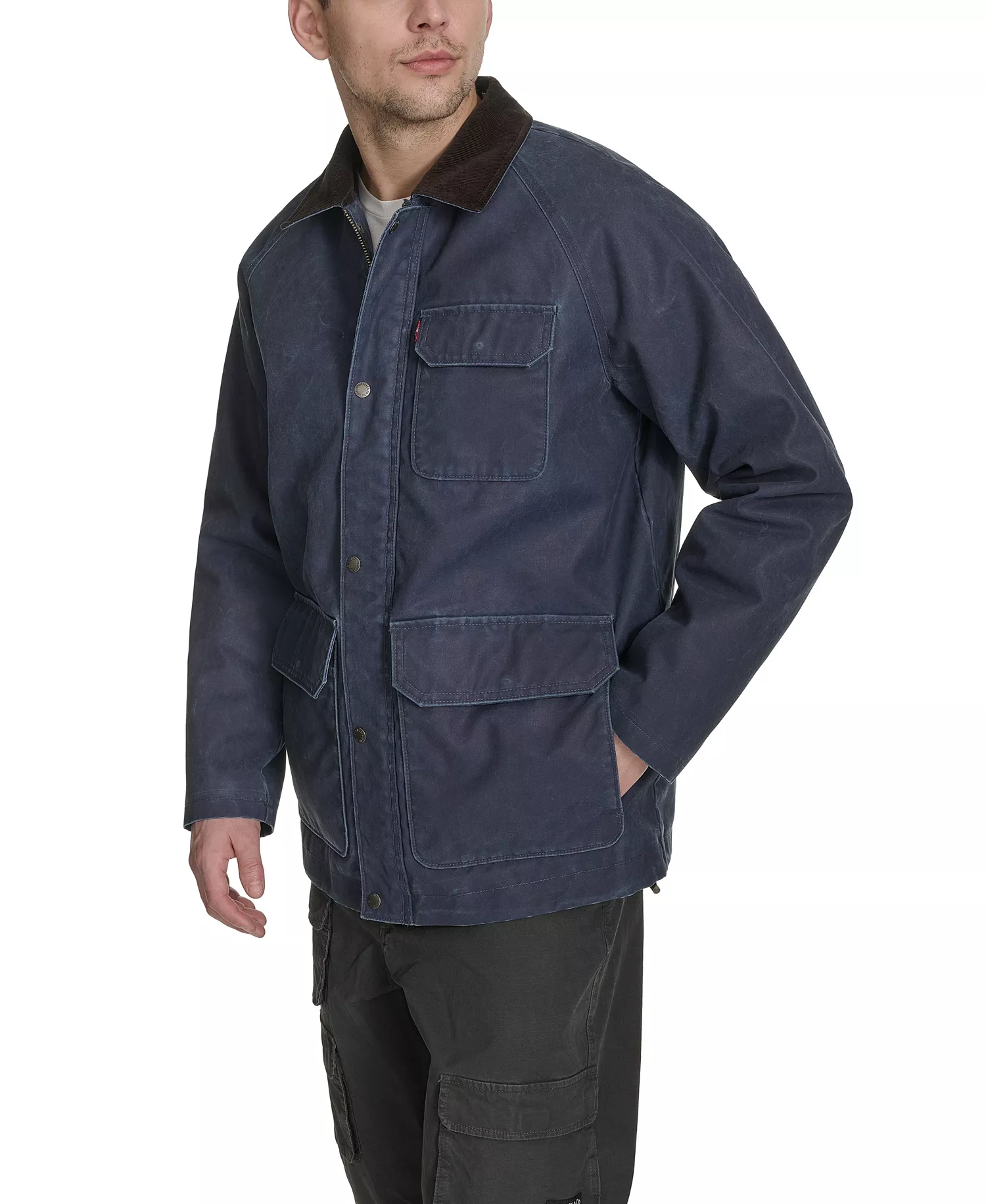 Men's Corduroy Collar Barn Jacket - Navy - 2XL