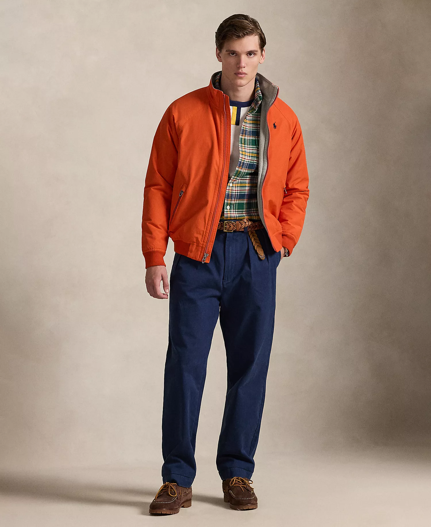 Men's Raglan-Sleeve Jacket - College Orange W/ Oatmeal - L