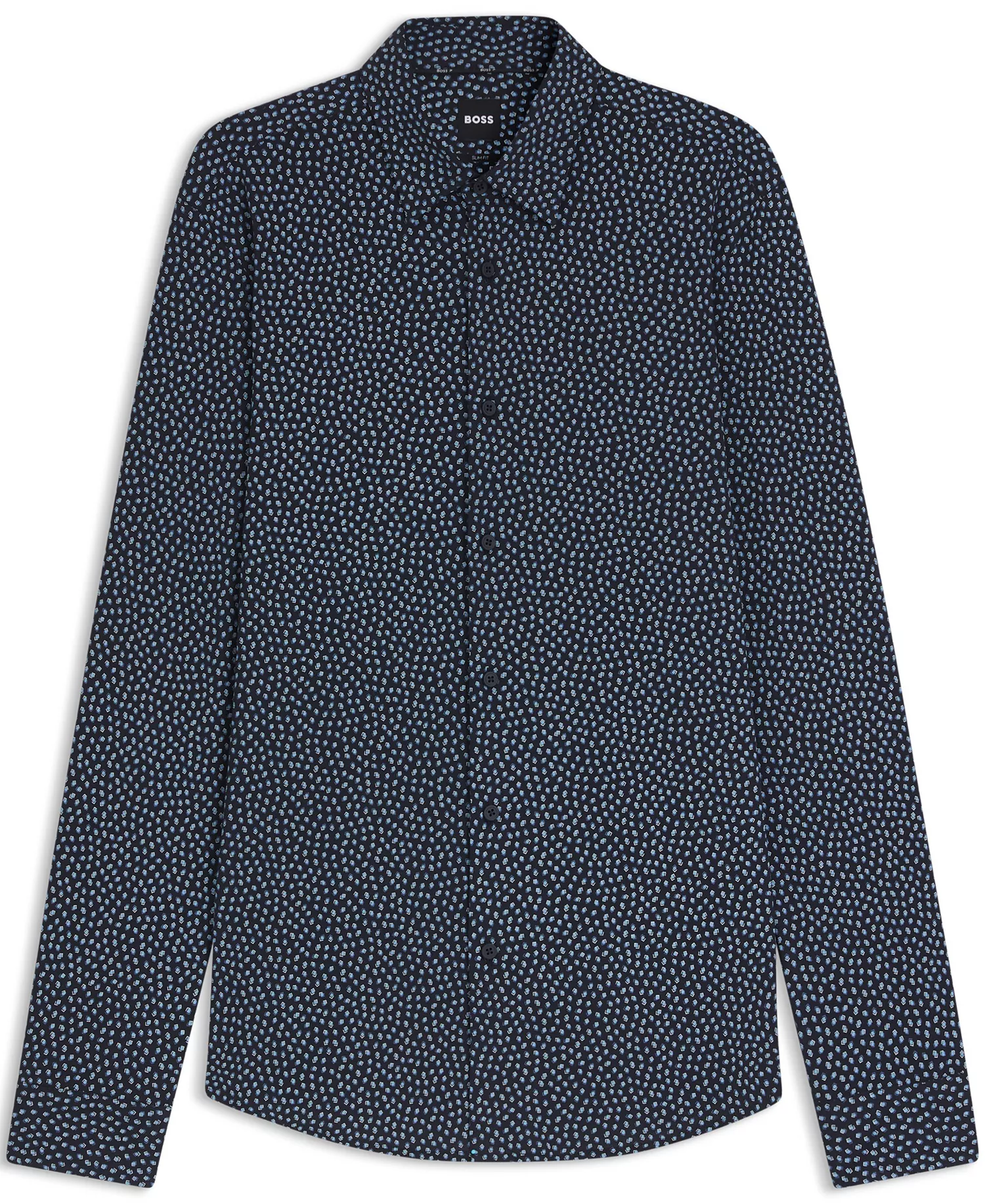 Men's Slim-Fit Cotton Blend Shirt - Dark Blue - L