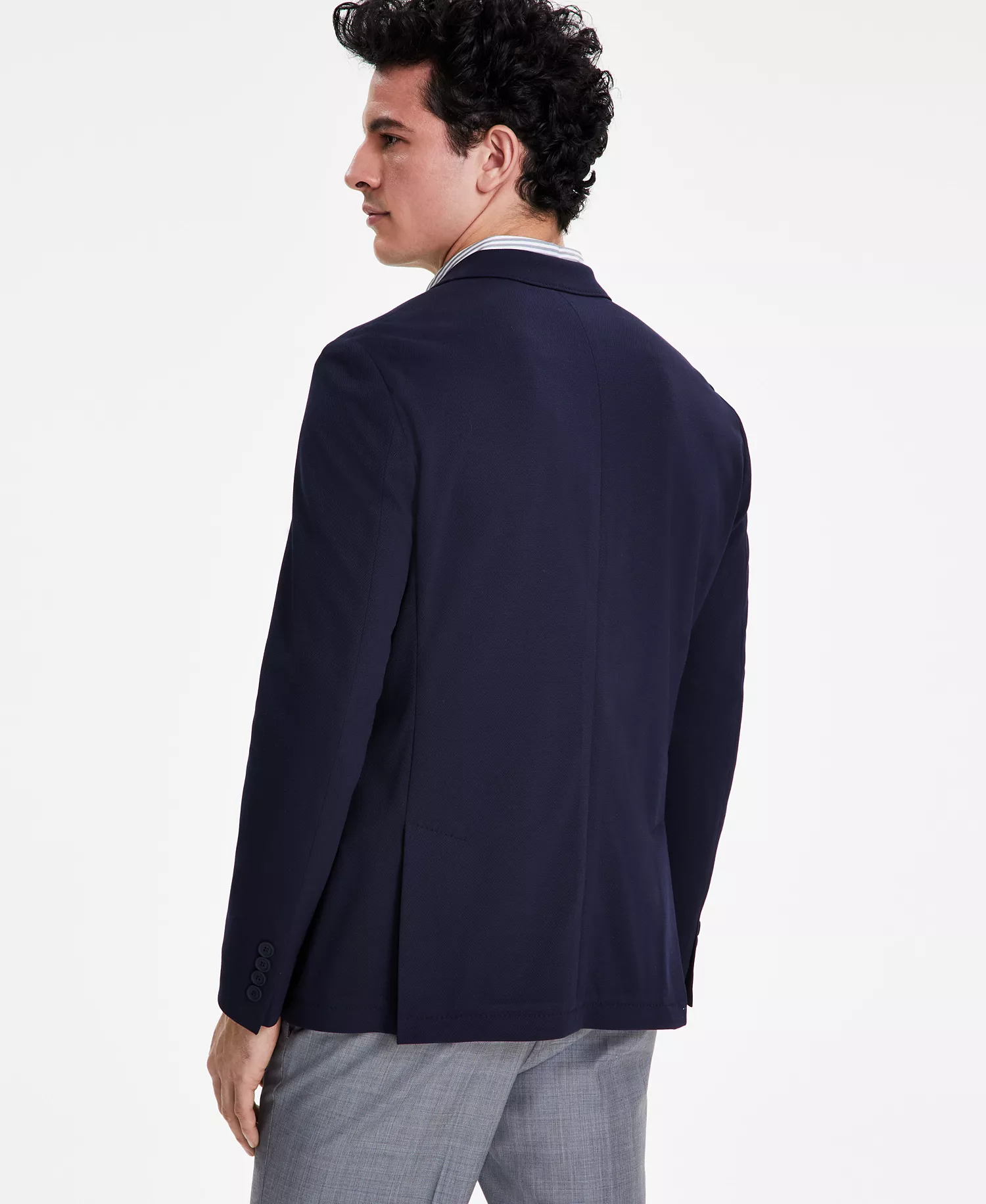 Men's Slim-Fit Knit Blazer - Navy - 34R
