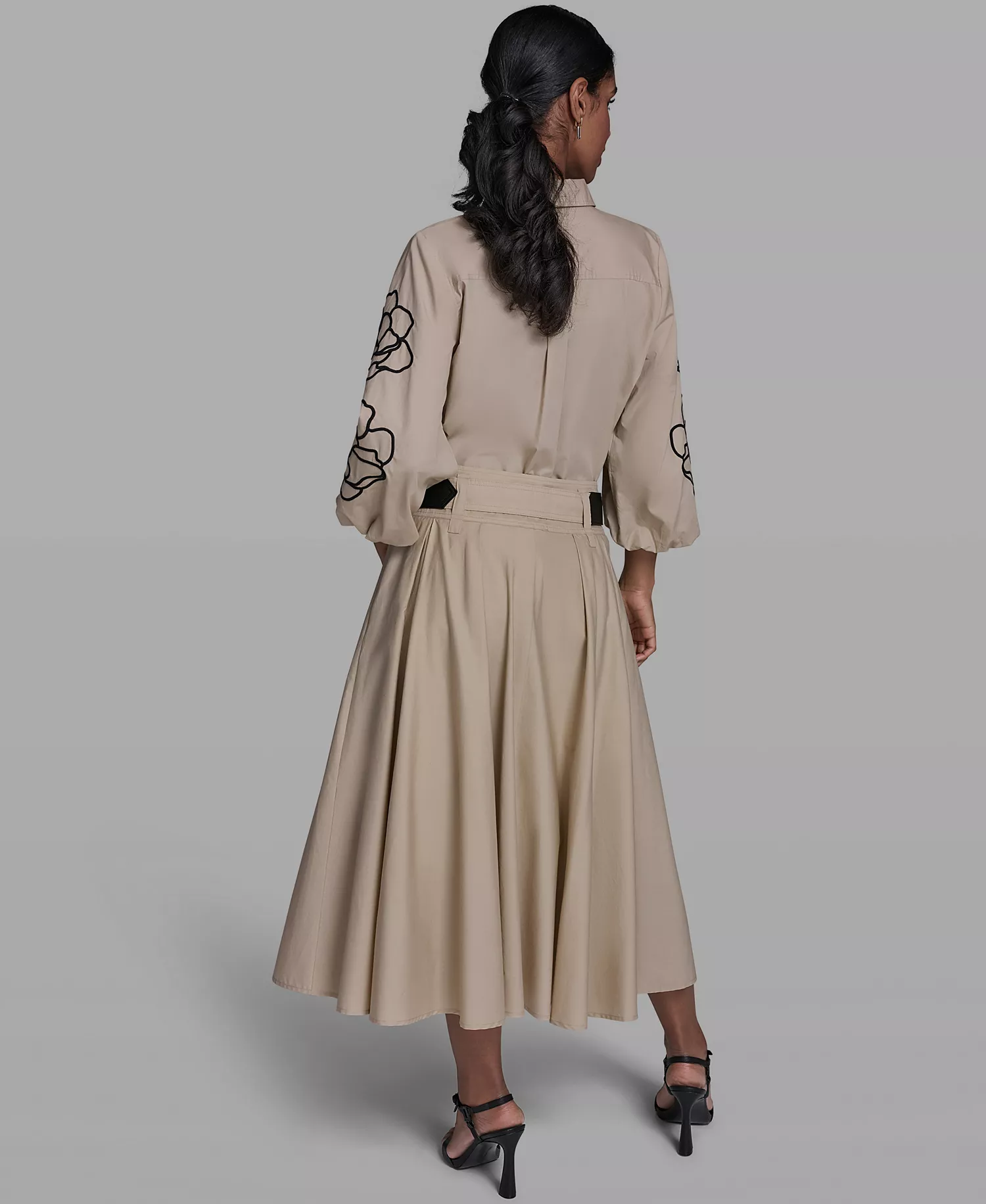 Women's Floral Detailed Collared Blouse - French Beige - L