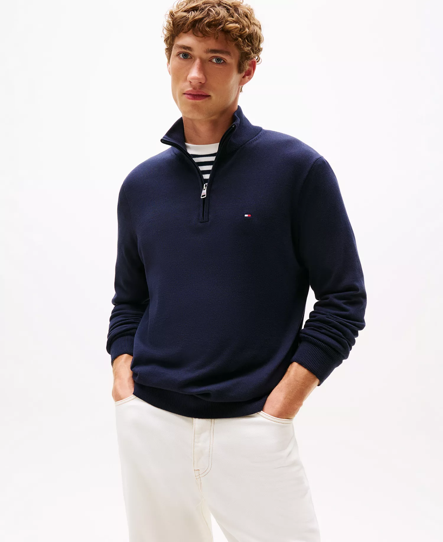 Men's Essential Quarter-Zip Pullover Knit Sweater - Desert Sky - M