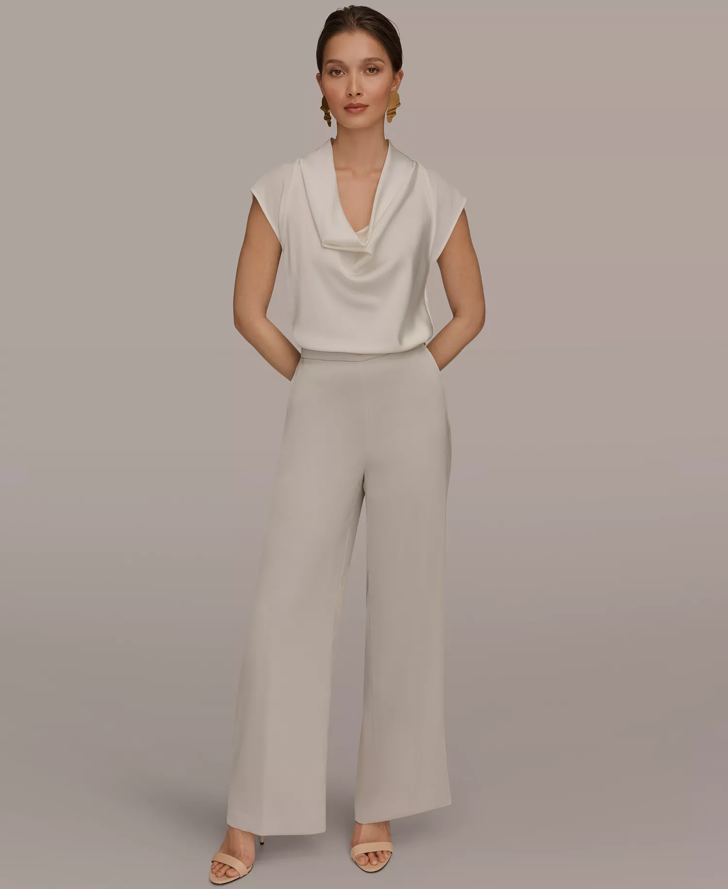 Women's Wide-Leg Pull-On Pants - Tuscan Gray - L