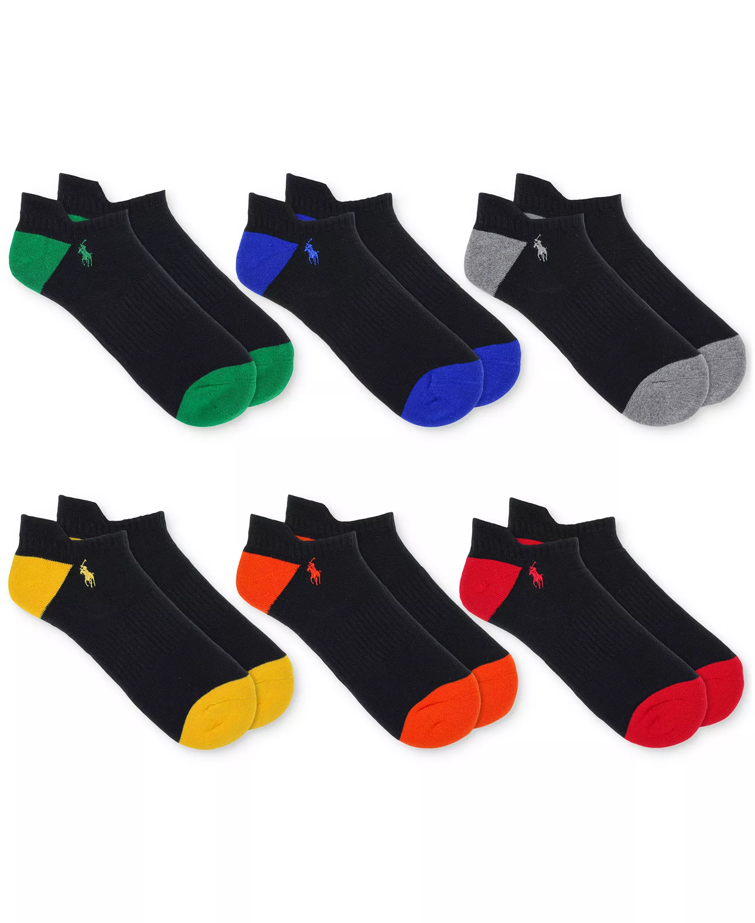 Men's Men's 6-Pk. Performance Colored Heel Toe Low Cut Socks - Asst - 10-13