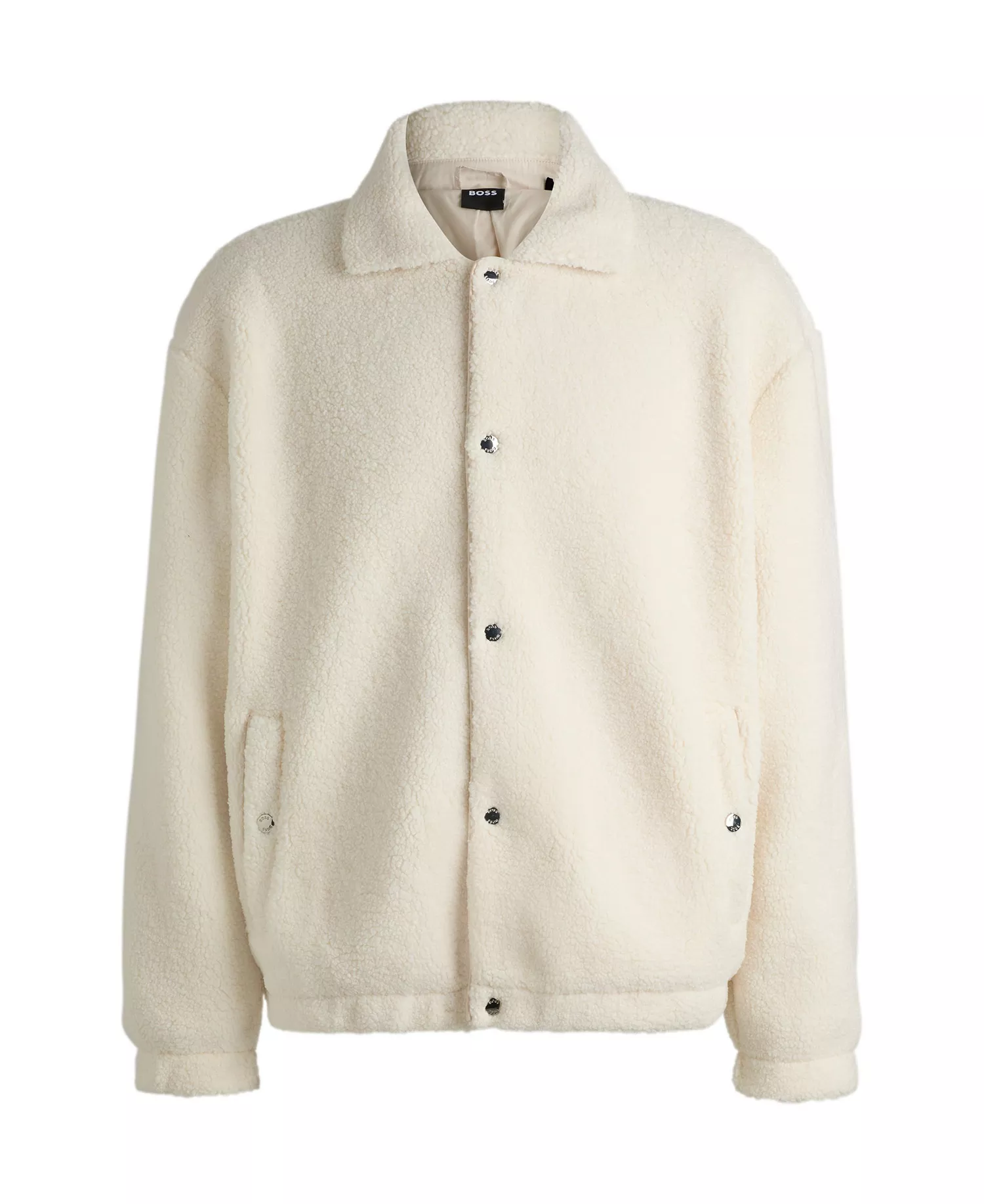 Men's Teddy Fabric Regular-Fit Jacket - Open White - 2XL