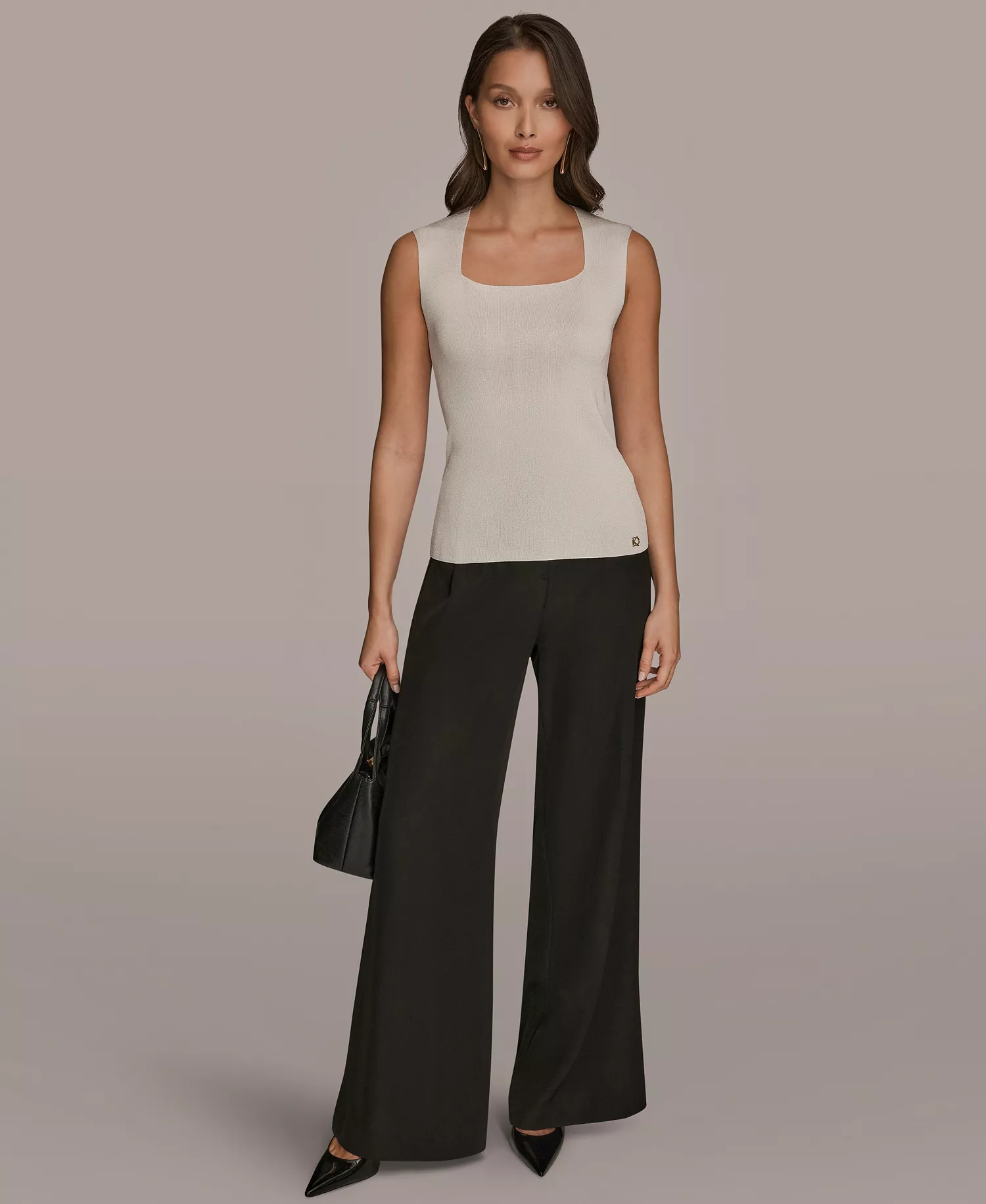 Women's Sleeveless Square Neck Sweater - Cream - L