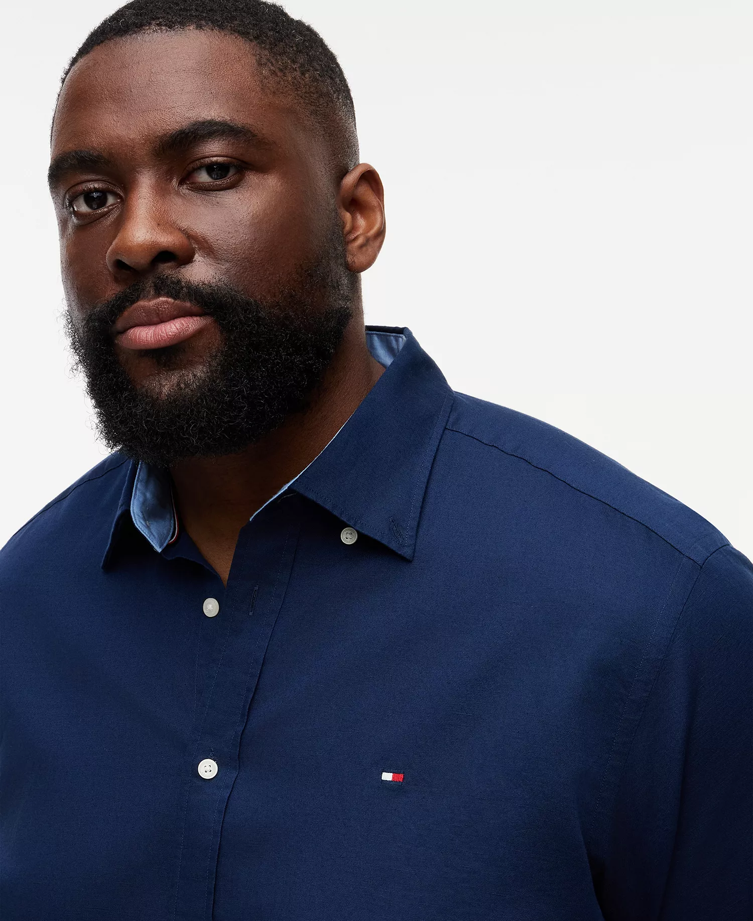 Men's Big & Tall Linen-Blend Short-Sleeve Shirt - Carbon Navy - 2XLT