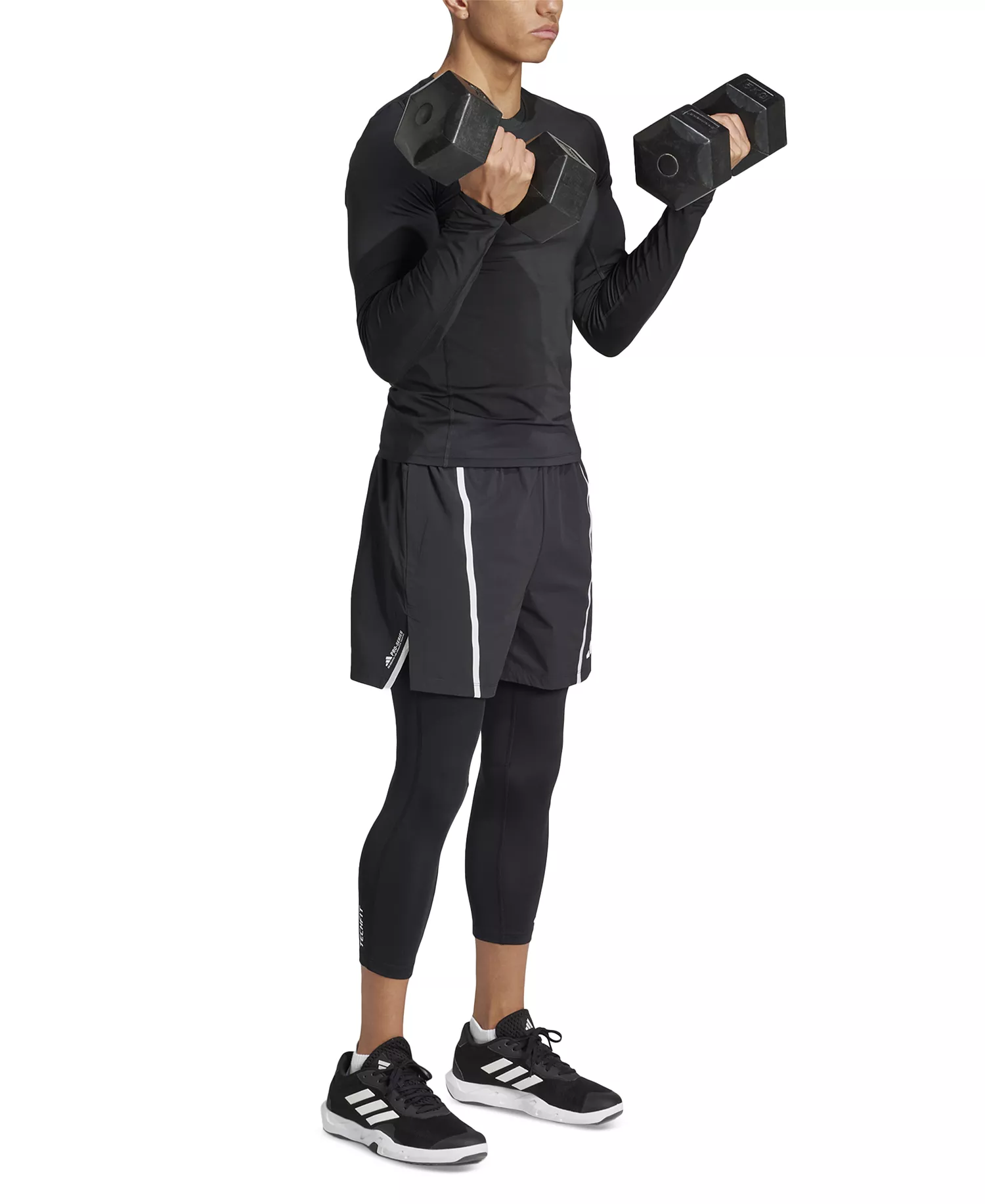 Men's Techfit Compression 3/4 Training Tights - Black - 2XL