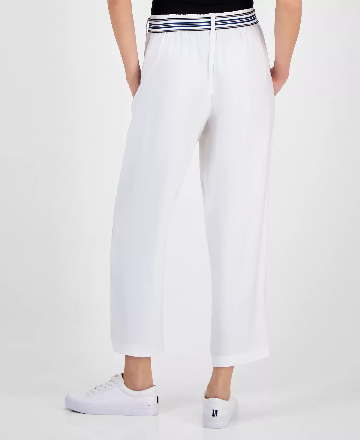 Nautica Women's Belted High Rise Straight-Leg Pants - Ivory - 10