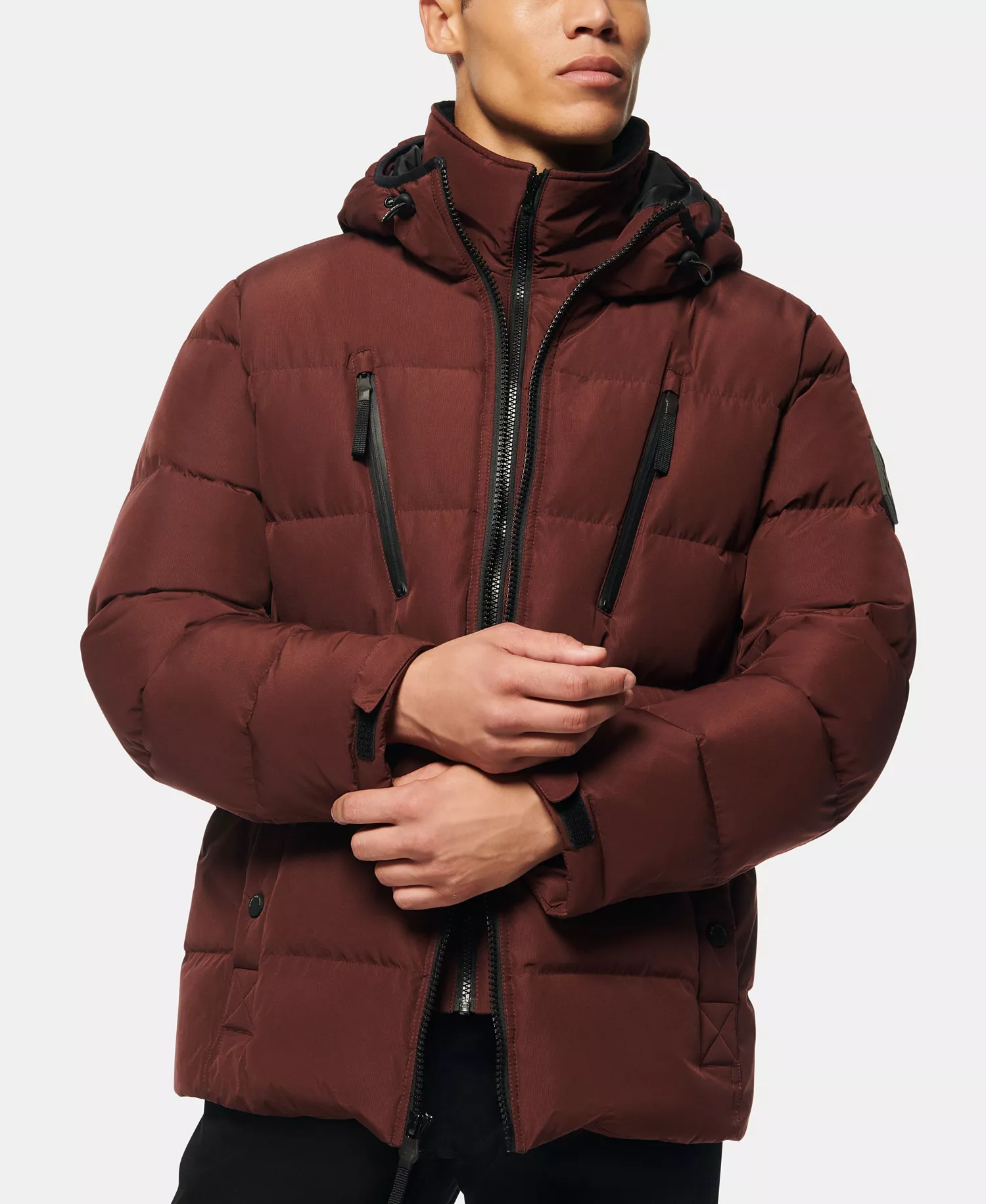 Montrose Men's Down Filled Mid Length Puffer Jacket - Oxblood - XL