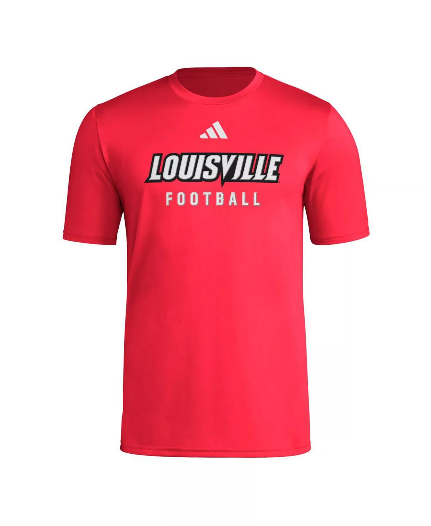 Men's Red Louisville Cardinals Locker Practice Football Pre-Game T-Shirt - Red - L
