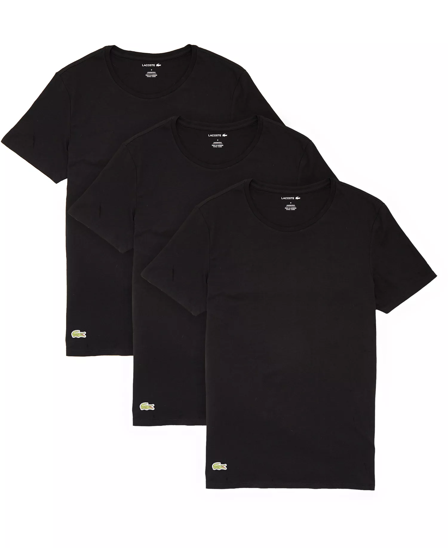 Men's 3-Pack Regular Fit Crew Neck Cotton Undershirts - Black - Large