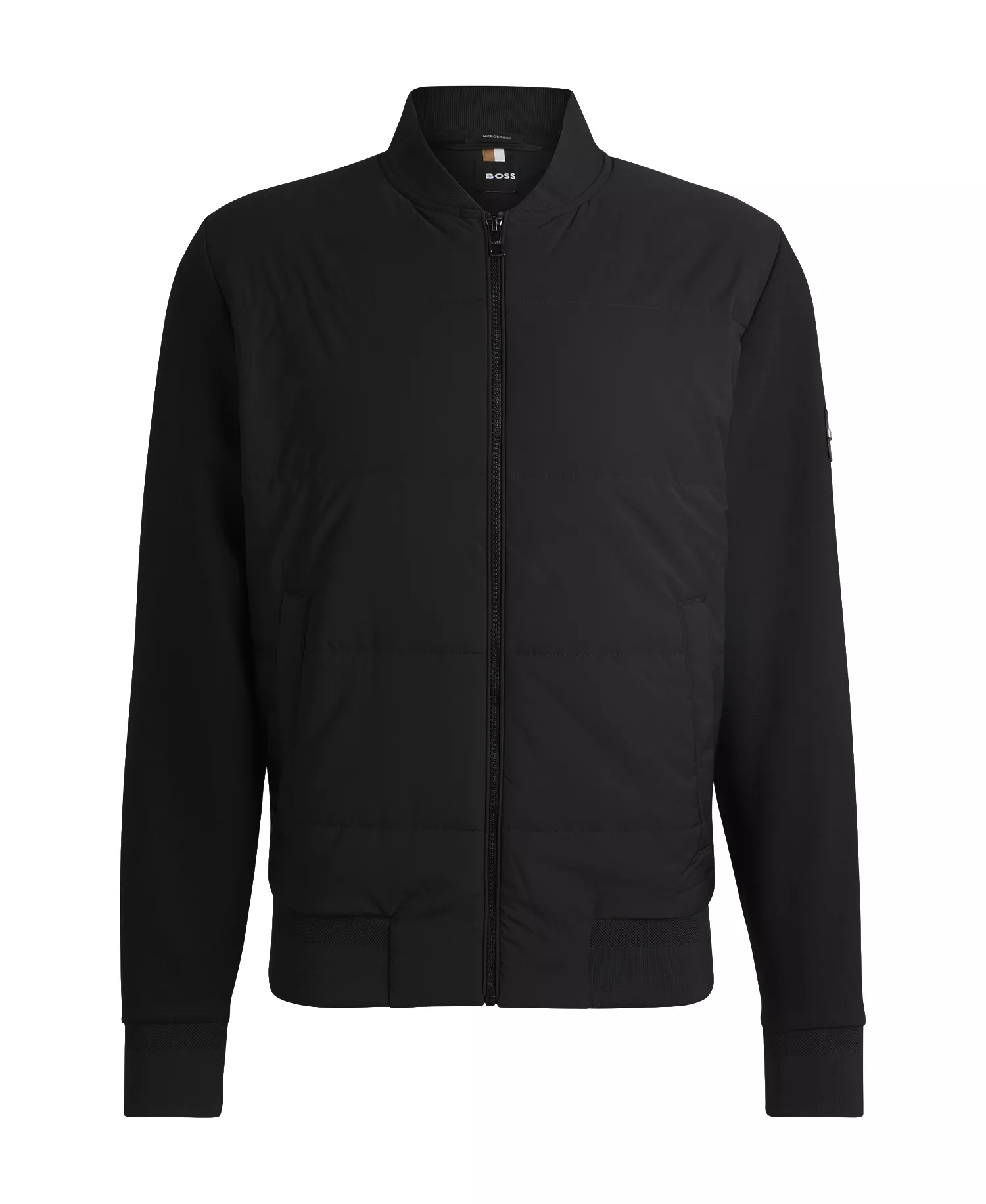 Men's Cotton-Blend Zip-Up Padded Jacket - Black - L