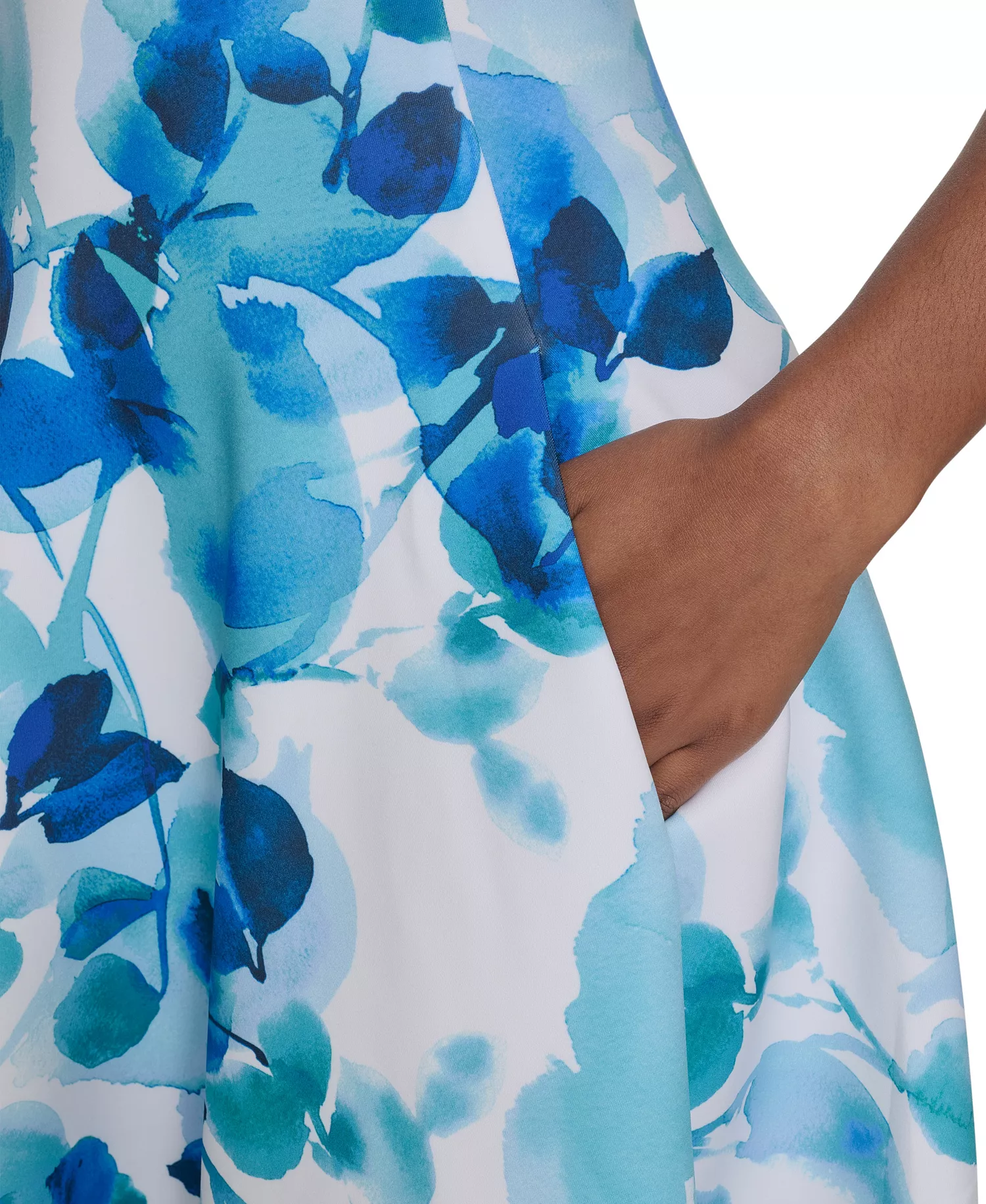 Women's Sleeveless Crewneck Dress - Capri/White Multi - 12