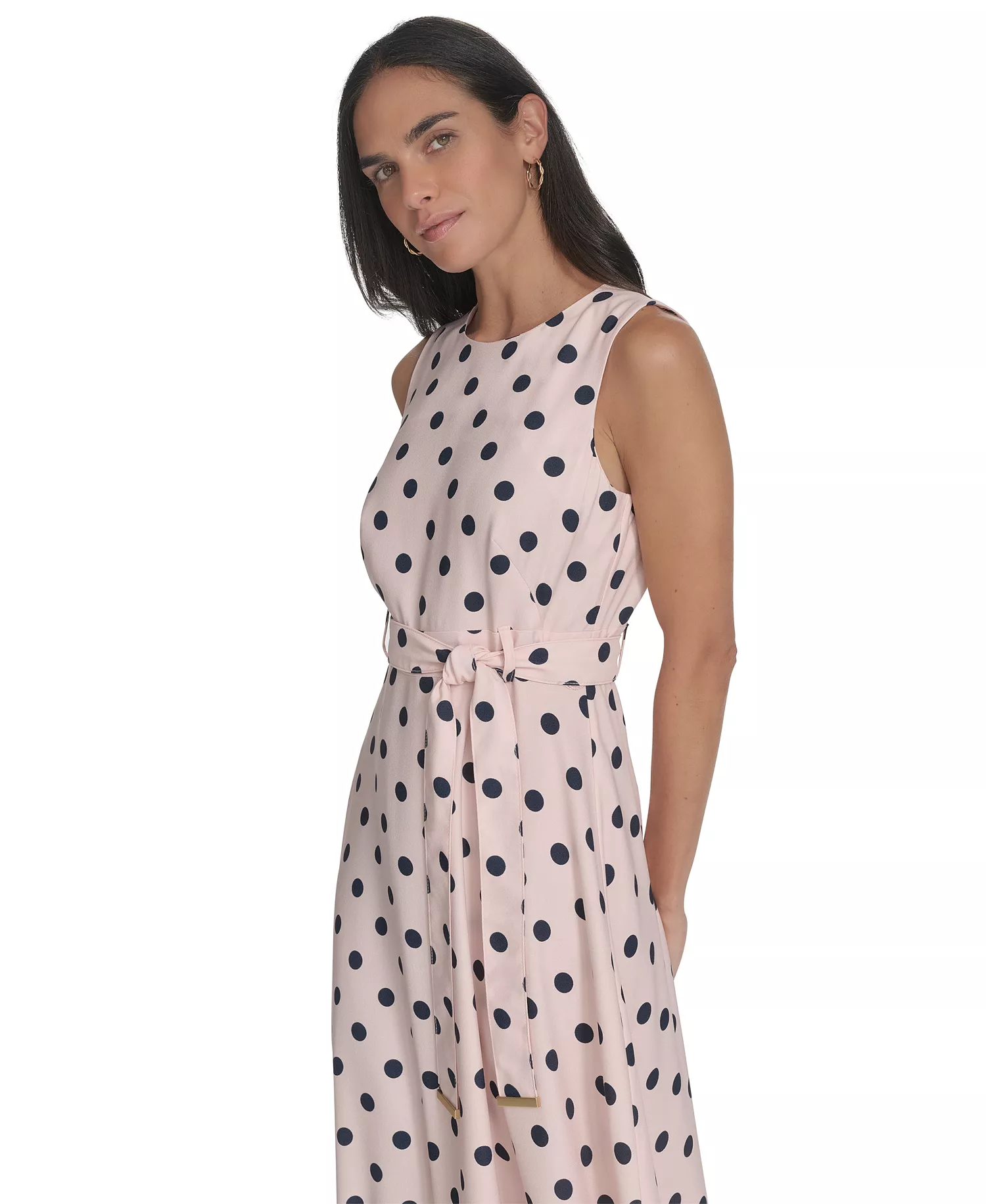 Women's Belted Dot Printed Midi Dress - Blossom Indigo - 0P