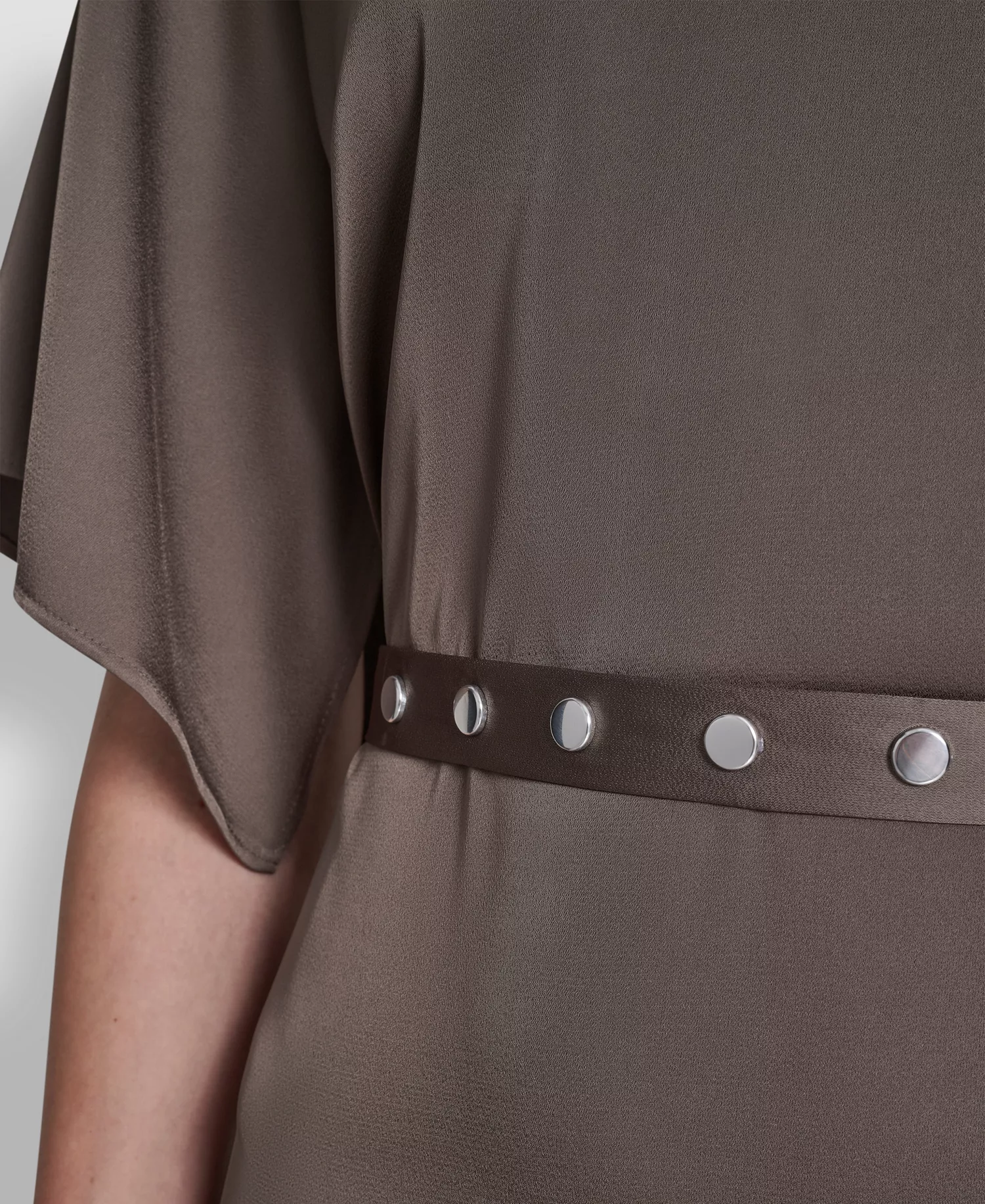 Women's Flutter Sleeve V-Neck High Low Midi Dress - Morel - 10