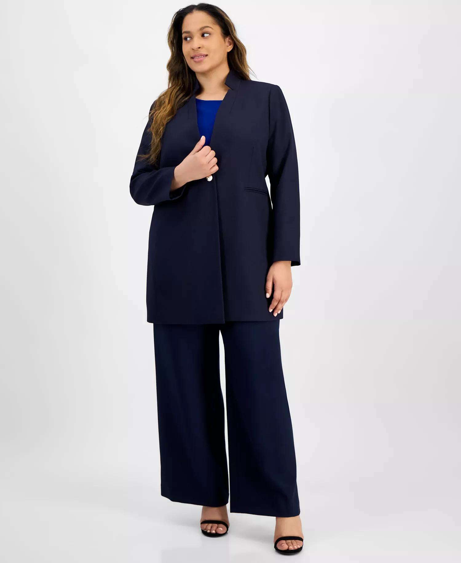 Plus Size Twill Topper Jacket  - Navy - 14W