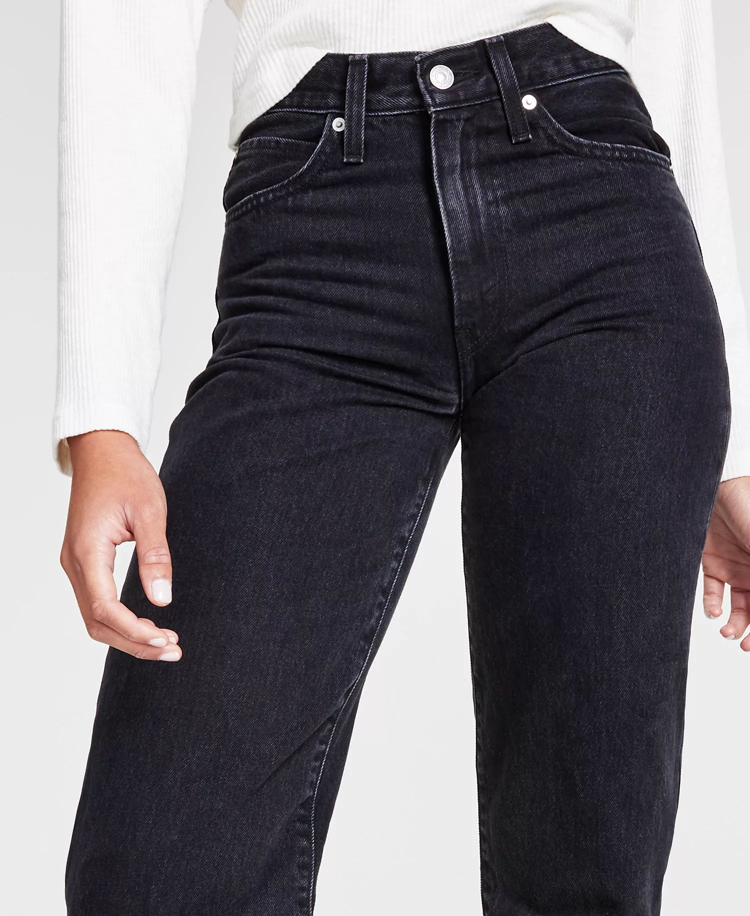 Women's Mid Rise Cotton 94 Baggy Jeans - Black - 23