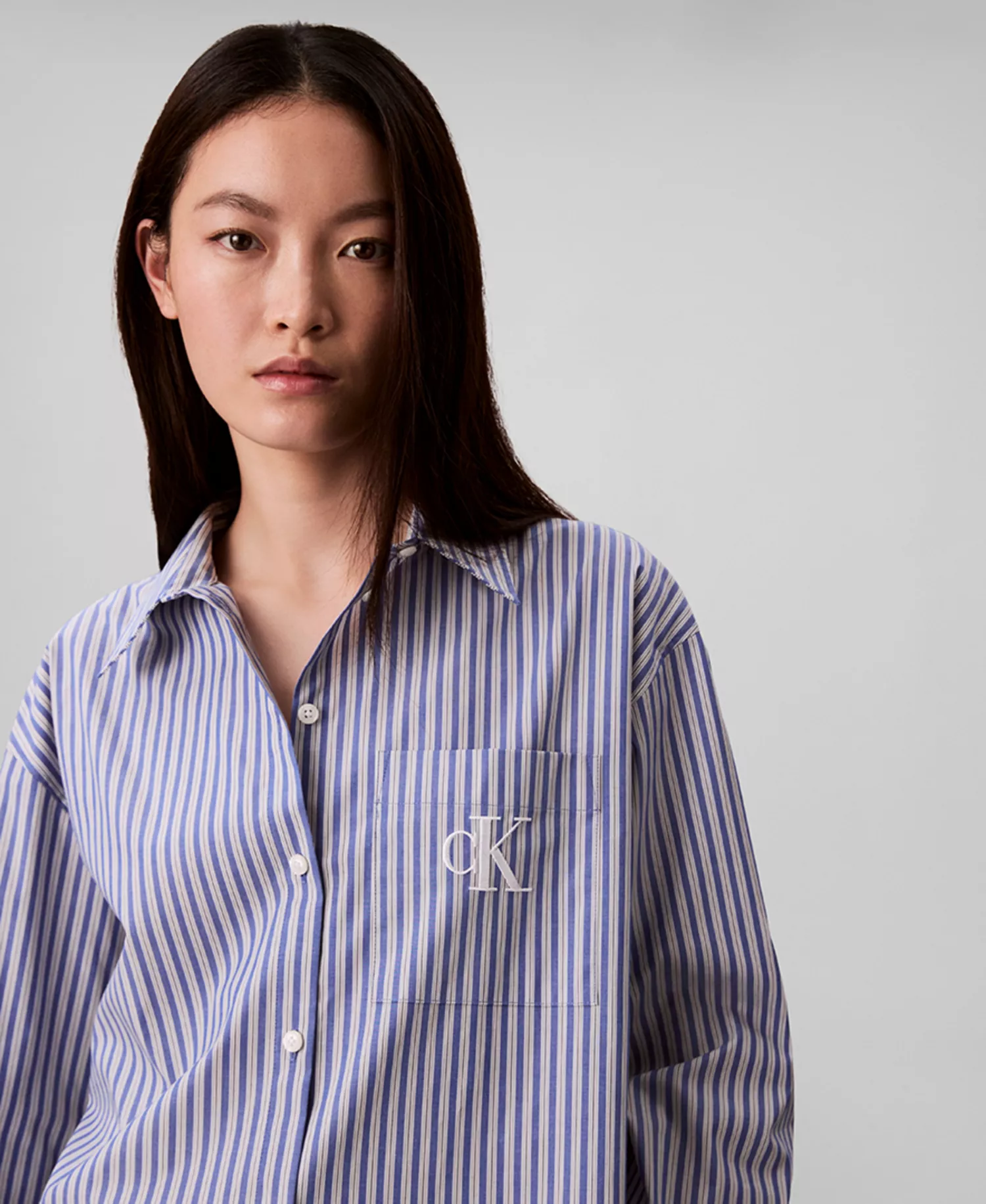 Women's Poplin Relaxed Button Down Shirt - cobalt - XL