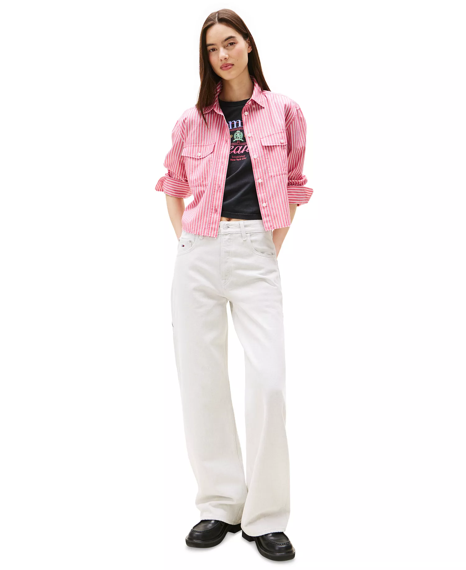 Women's Mia Mid-Rise Relaxed Straight-Leg Carpenter Jeans - Denim White 01 - 29x30