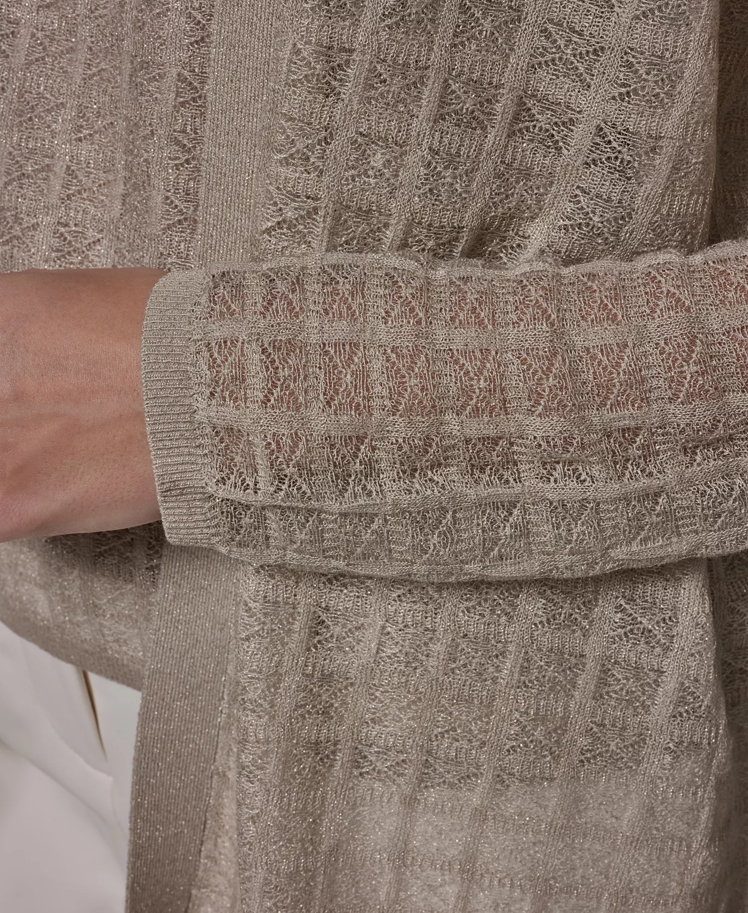 Women's Grid Pattern Long-Sleeve Cardigan - Tuscan Gray - L