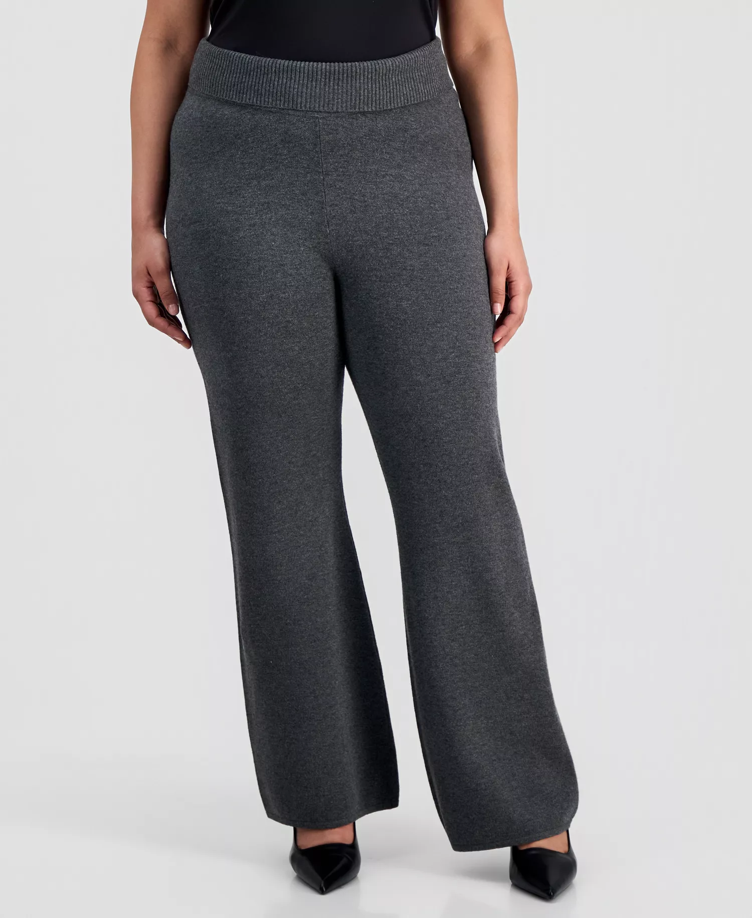 Trendy Plus Size Pull-On Flare-Leg Pants, Macy's Exclusive  - City Grey - 1X