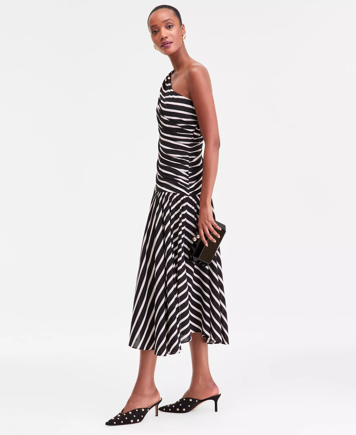 Women's One-Shoulder Asymmetric Hem Dress, Macy's Exclusive - Lira Stripe - L