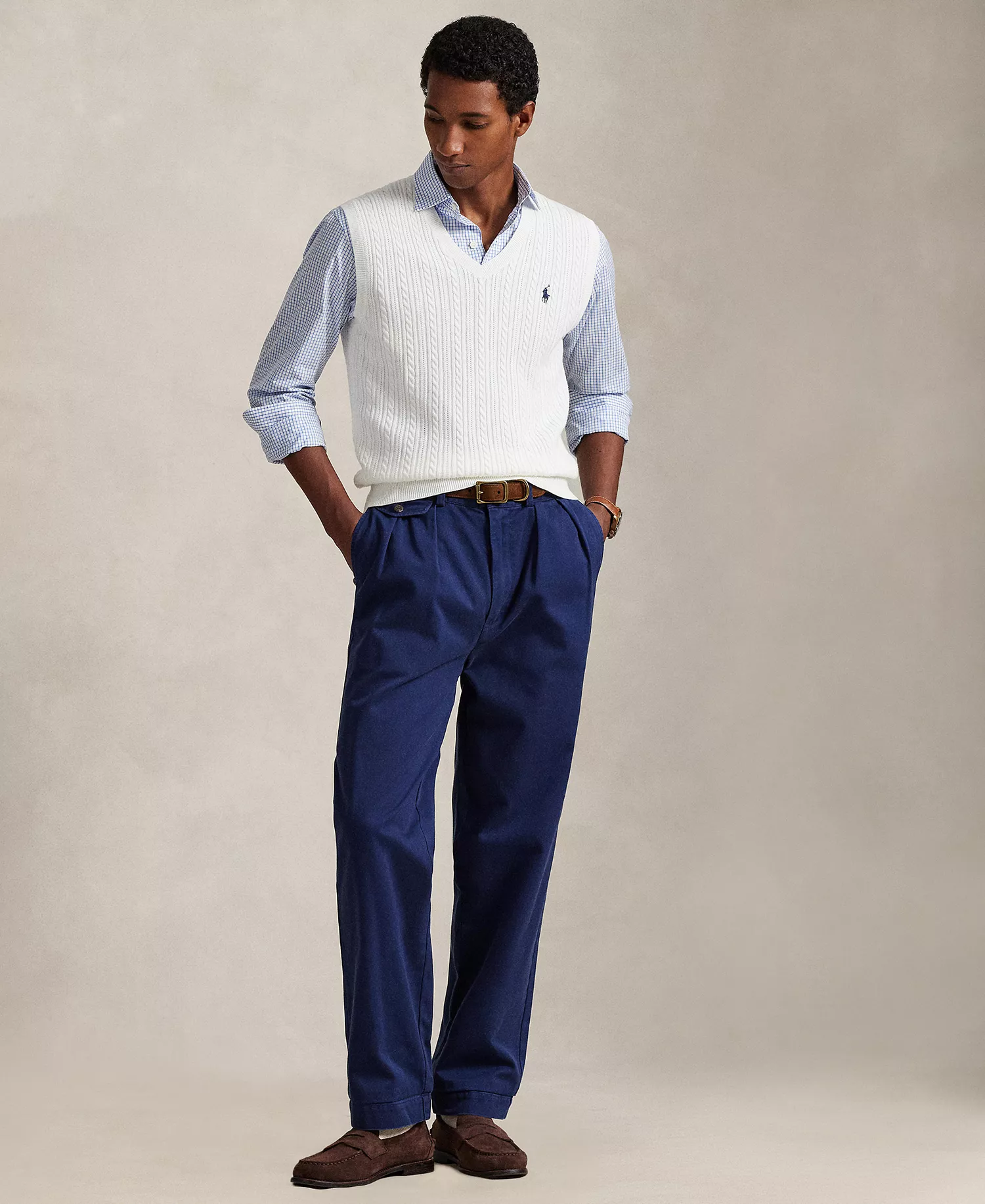 Men's Cable-Knit Sweater Vest - Deckwash White - 2XL