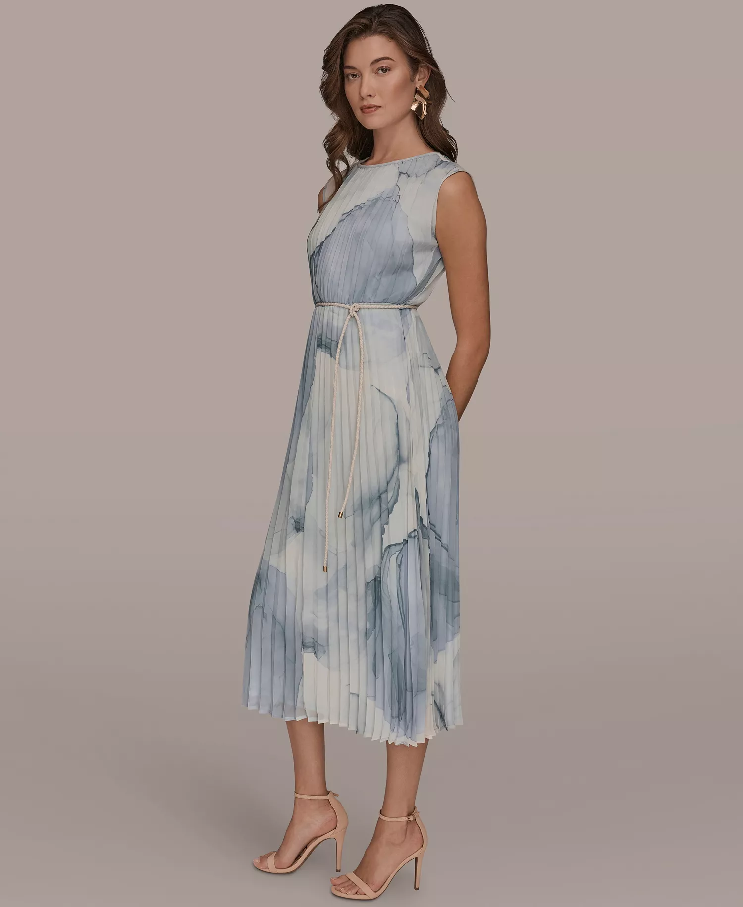 Women's Sleeveless Pleated A-Line Midi Dress - Dusk Multi - 10