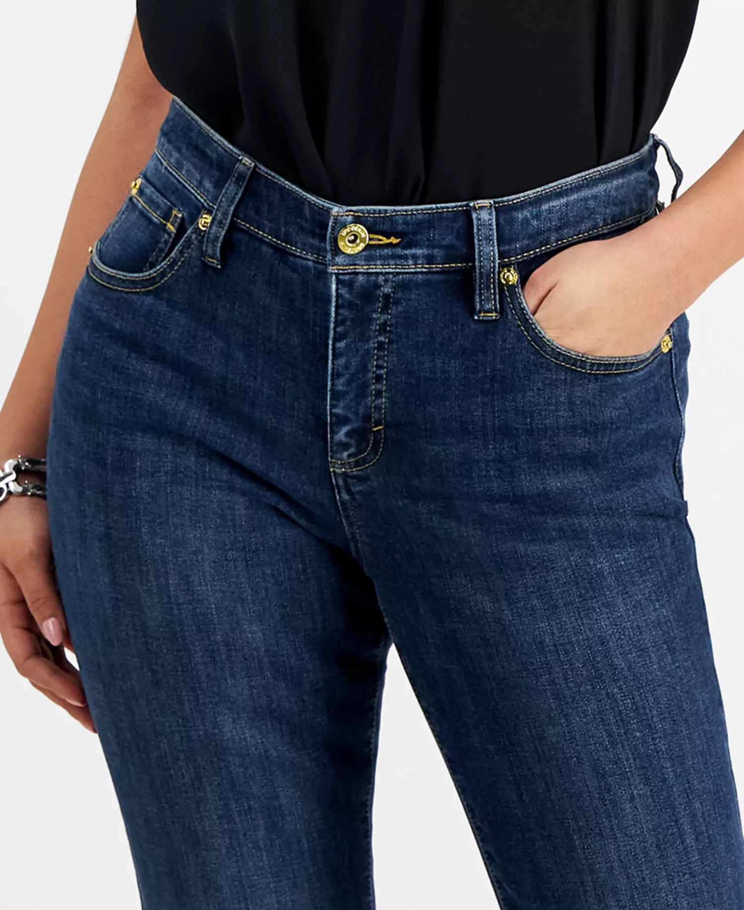 Petite Mid-Rise Flare Denim Jeans, Created for Macy's - Dark Indigo - 0P