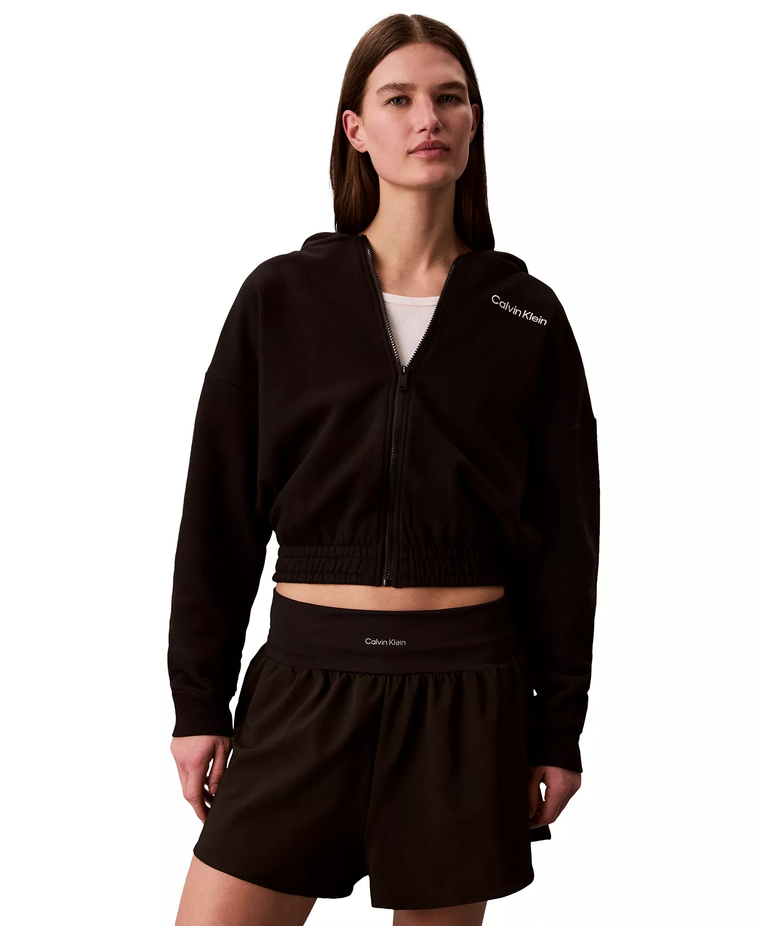 Women's Brushed French Terry Full Zip Hoodie - Black - 2XL