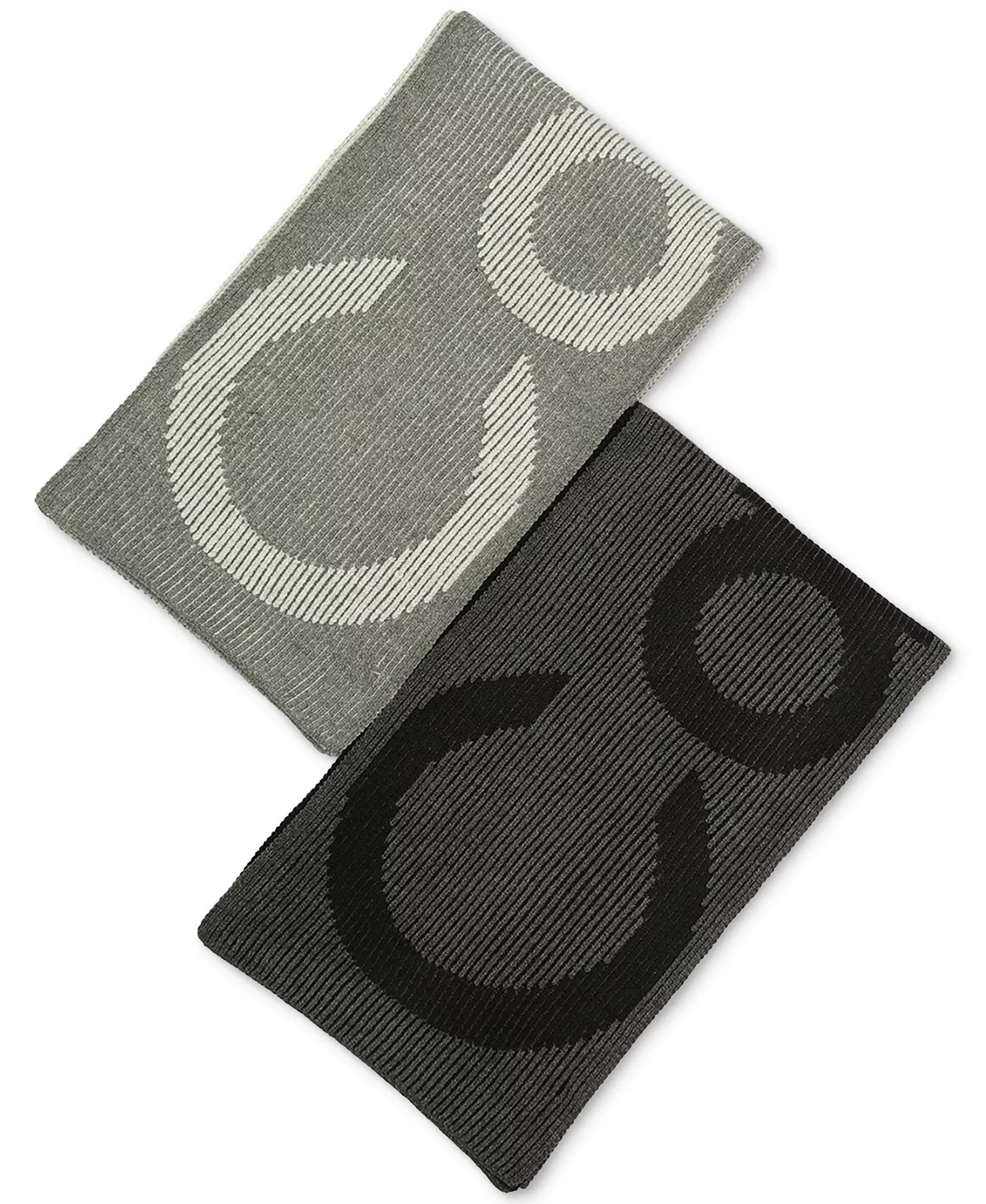 Men's Plaited Logo Scarf - Medium Grey - ONE SIZE