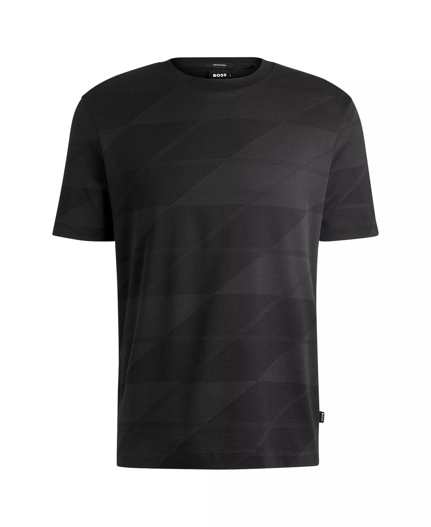Men's Two-Tone Jacquard T-Shirt - Black - 2XL