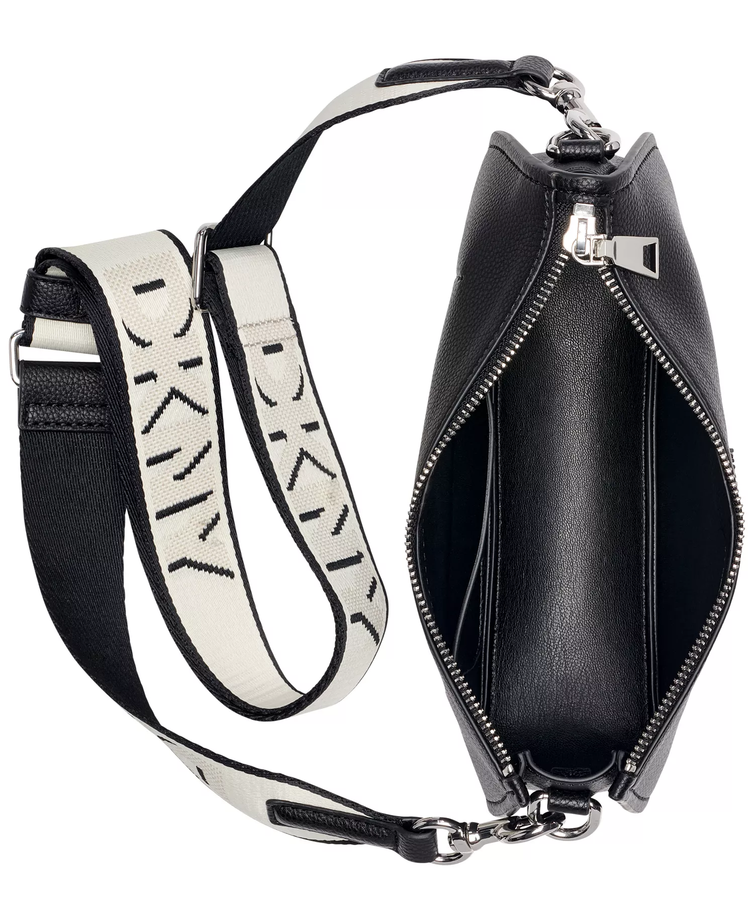 Nessa Zipper Closure Small Shoulder Bag - Black/Silver - No Size