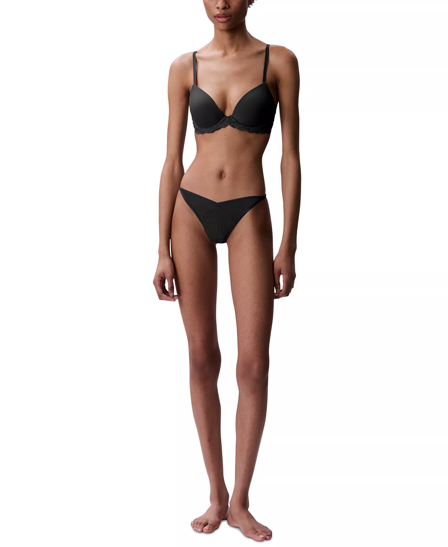 Women's Sensual Stretch Lace Lift Demi Bra QF8122 - Black - 32 - A